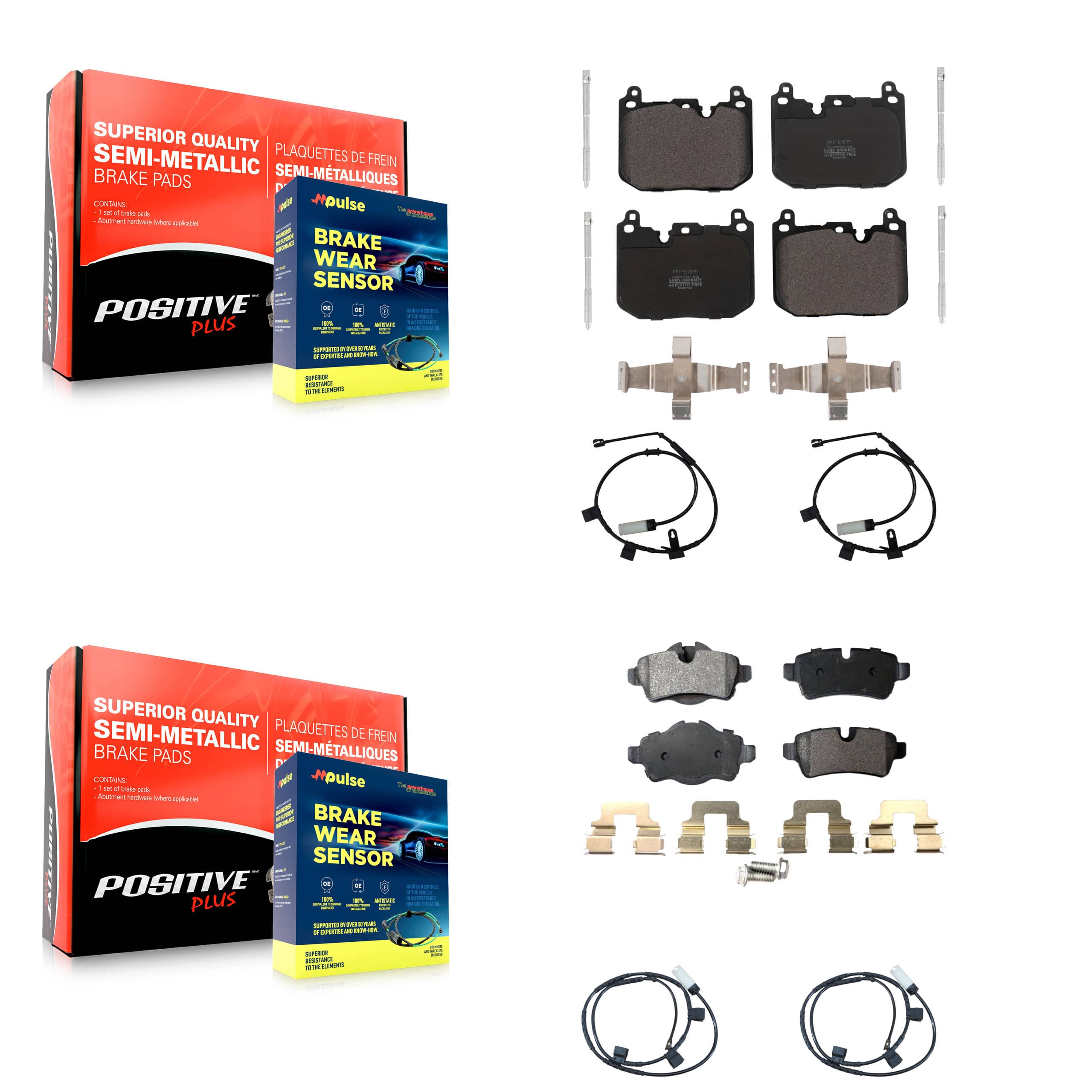 Positive Plus - KPW-100246 - Front and Rear Disc Brake Pad Kits