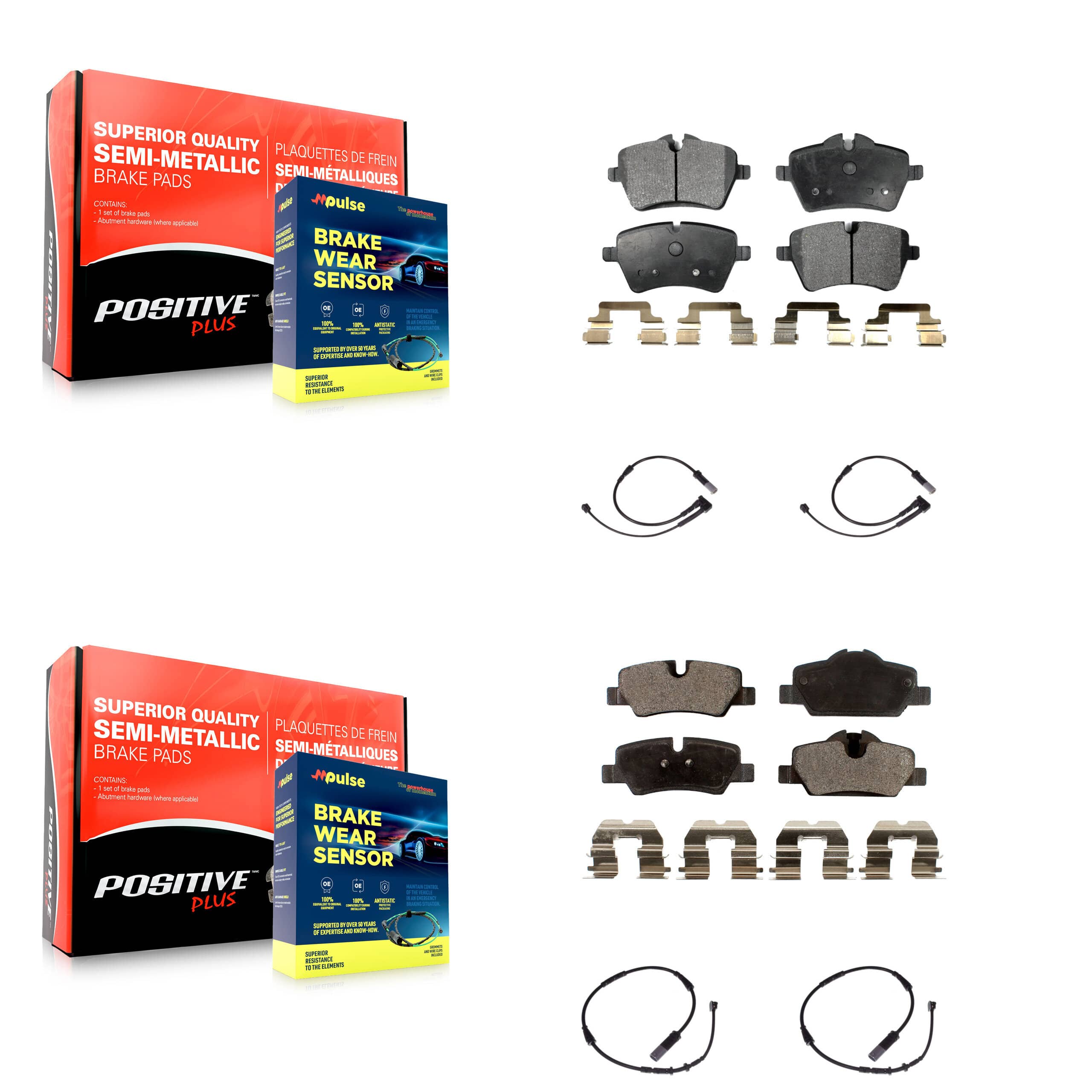 Positive Plus - KPW-100249 - Front and Rear Disc Brake Pad Kits
