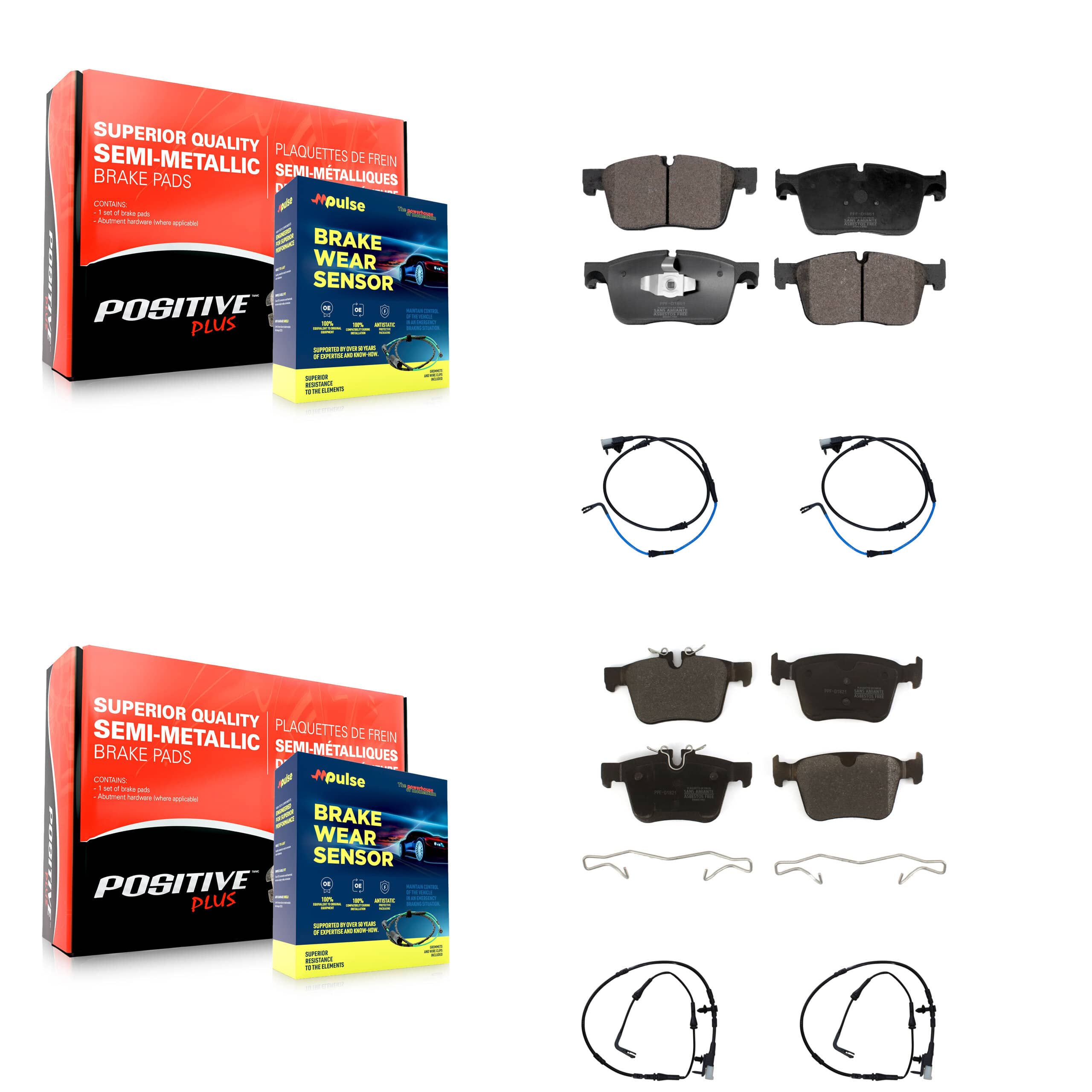 Positive Plus - KPW-100254 - Front and Rear Disc Brake Pad Kits