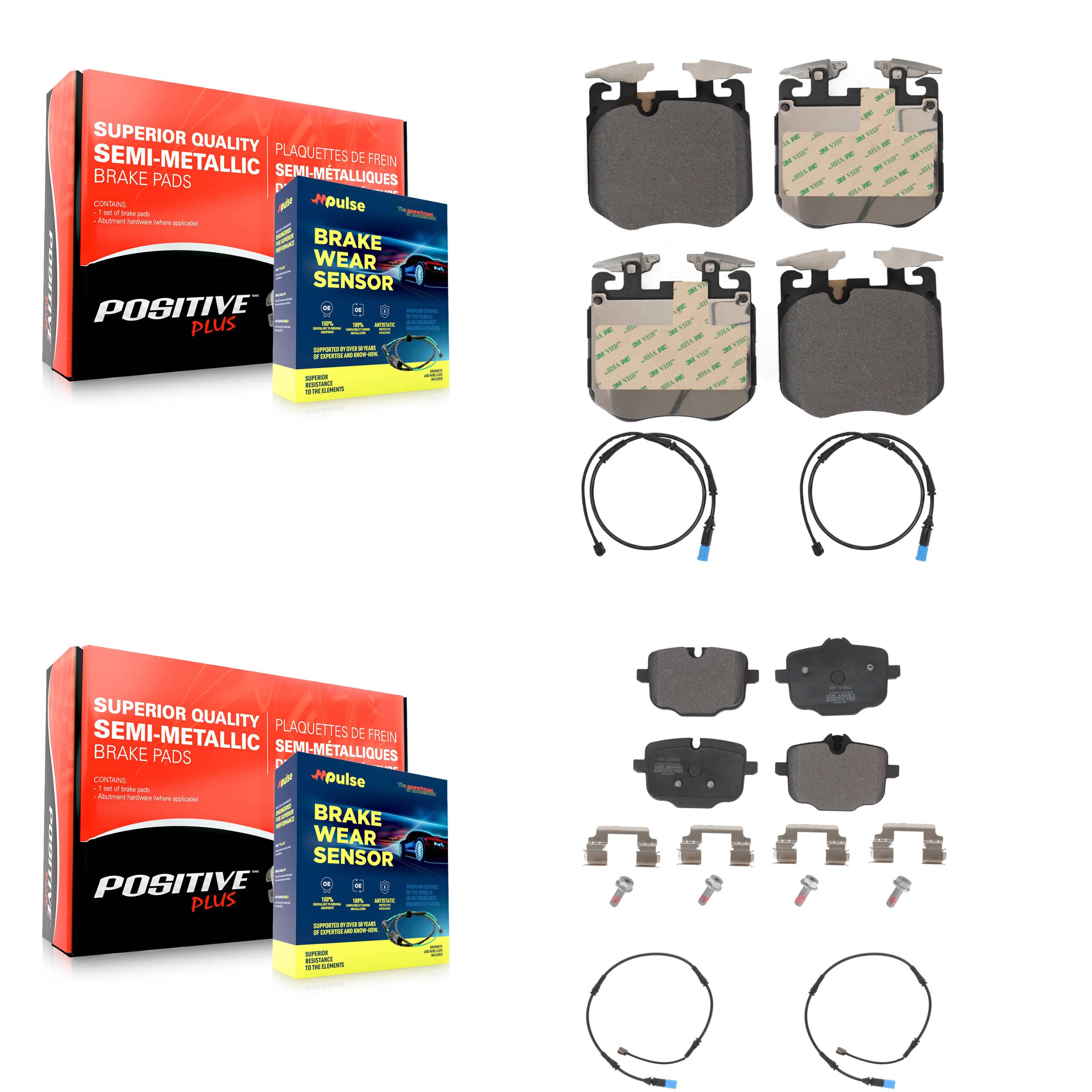 Positive Plus - KPW-100261 - Front and Rear Disc Brake Pad Kits