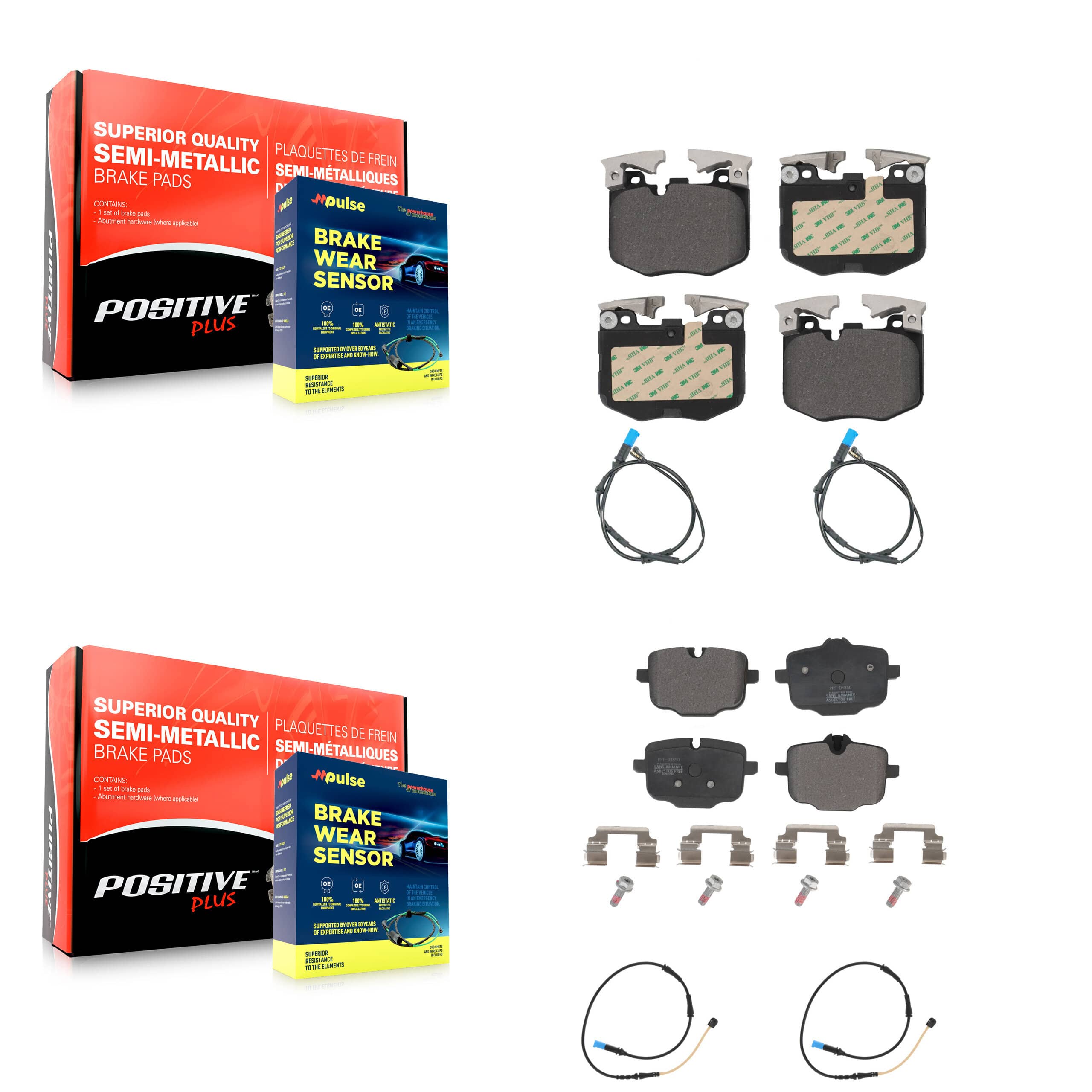 Positive Plus - KPW-100263 - Front and Rear Disc Brake Pad Kits