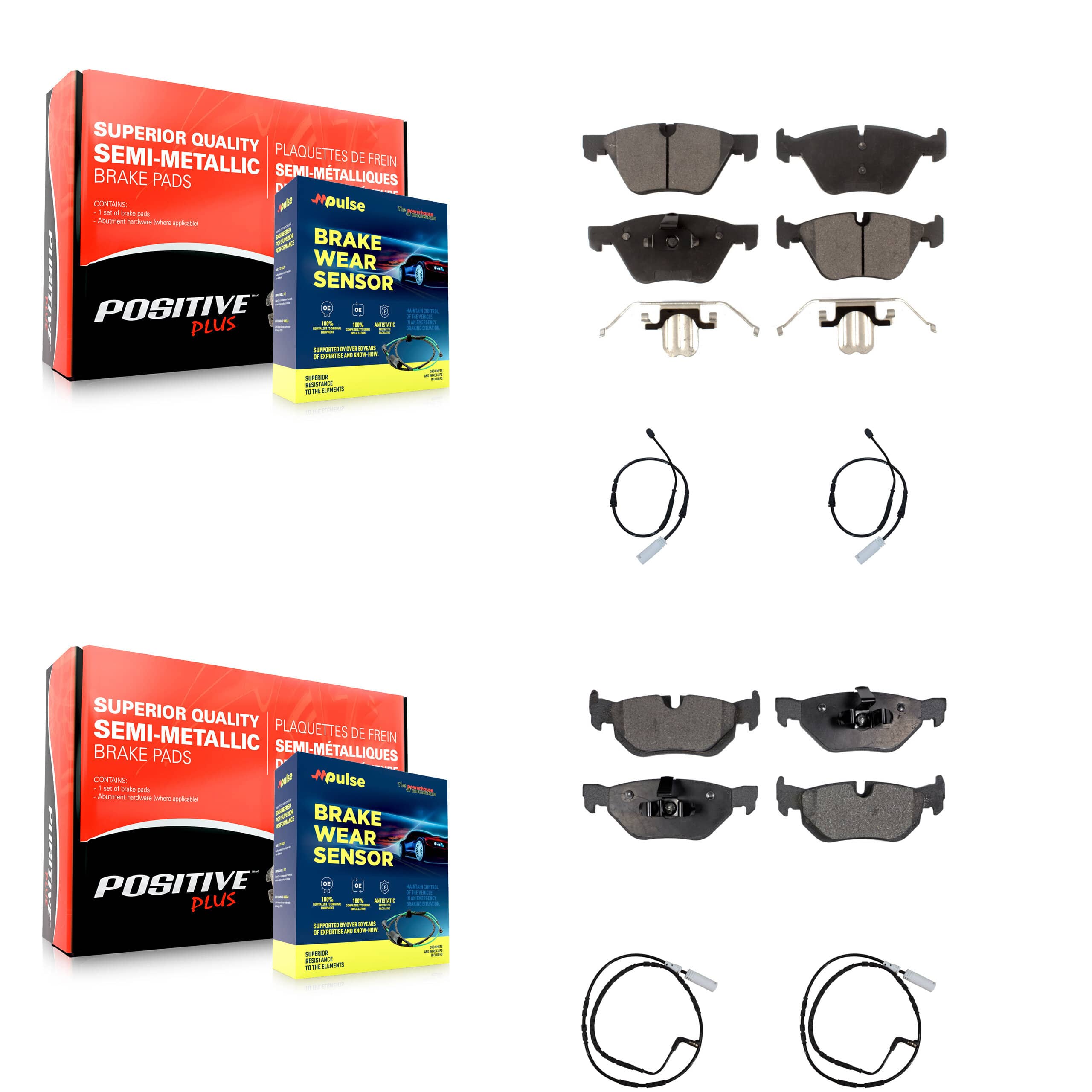 Positive Plus - KPW-100265 - Front and Rear Disc Brake Pad Kits