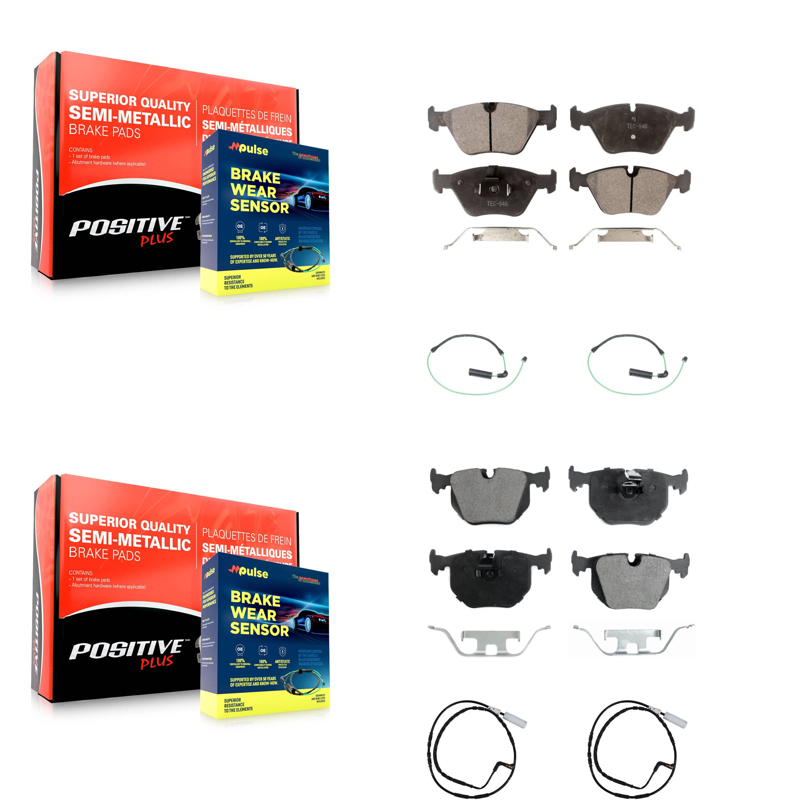 Positive Plus - KPW-100272 - Front and Rear Disc Brake Pad Kits