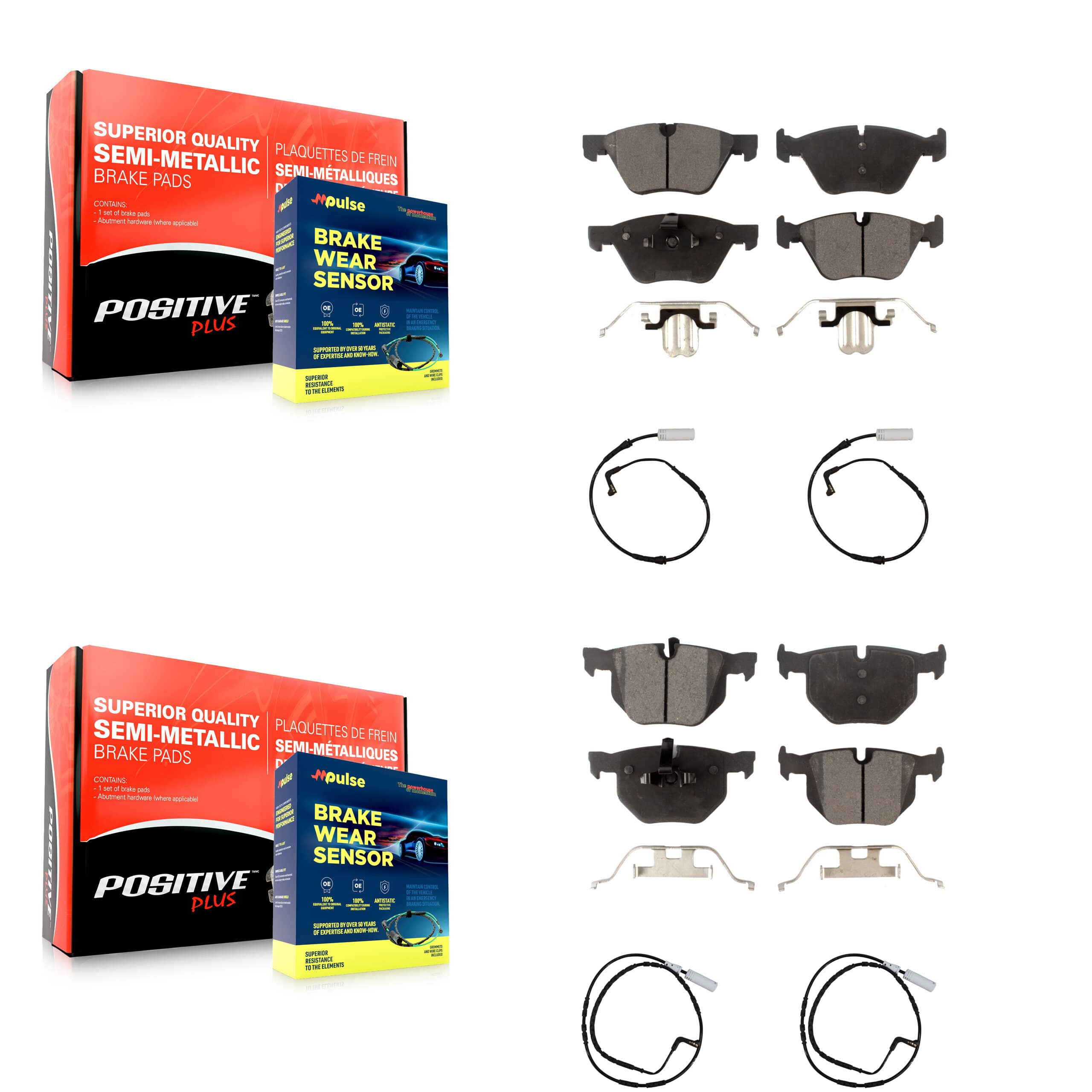 Positive Plus - KPW-100273 - Front and Rear Disc Brake Pad Kits
