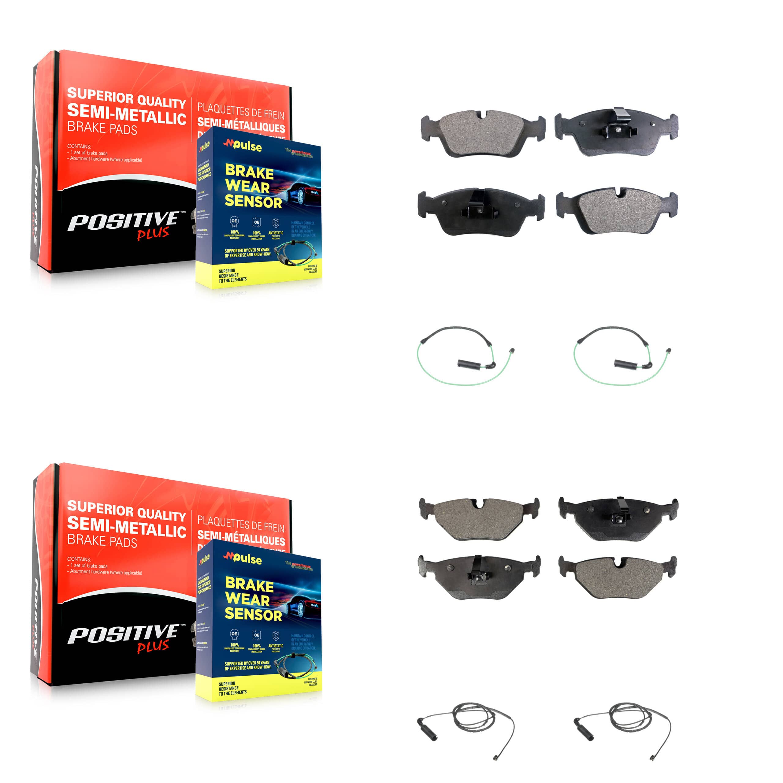 Positive Plus - KPW-100284 - Front and Rear Disc Brake Pad Kits