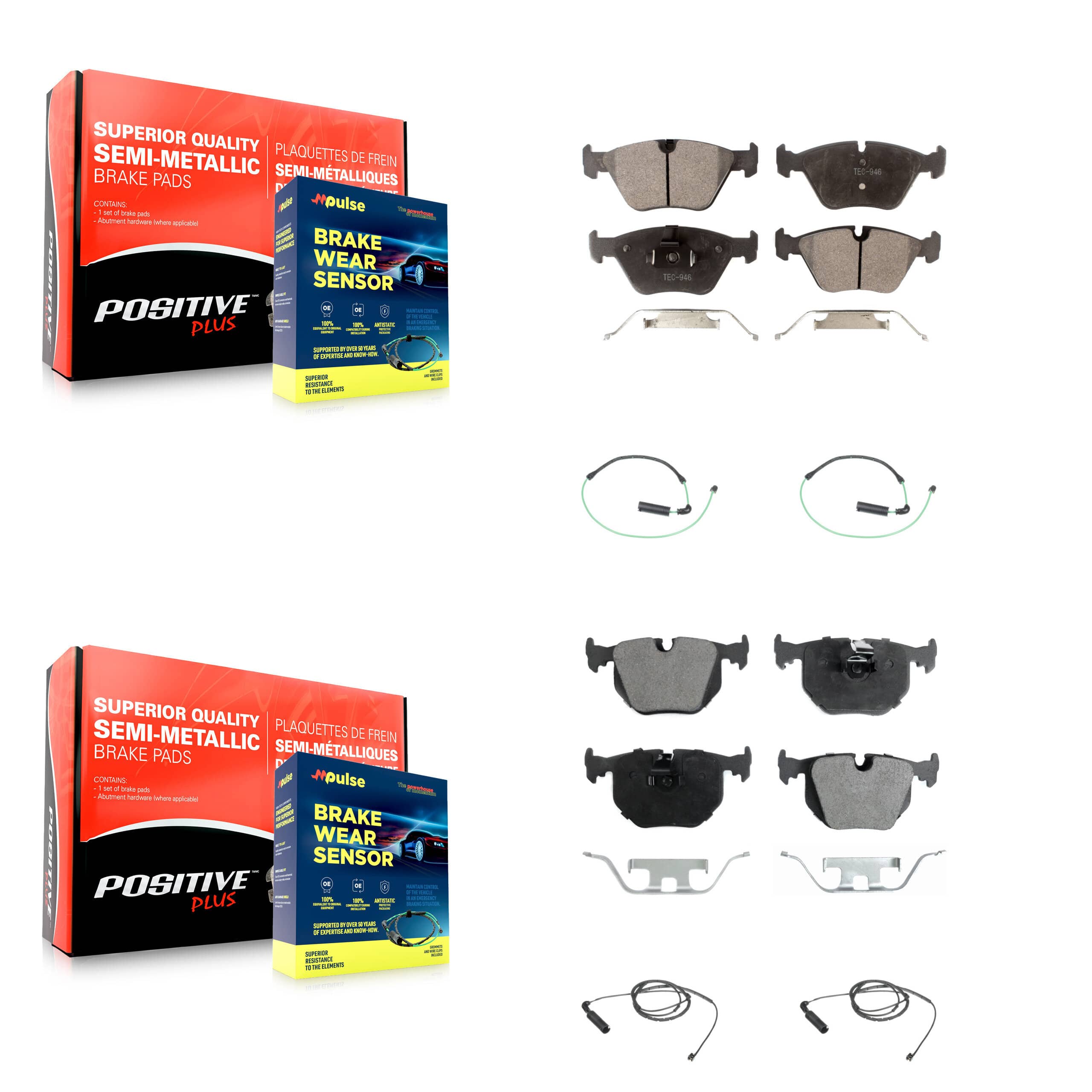 Positive Plus - KPW-100286 - Front and Rear Disc Brake Pad Kits