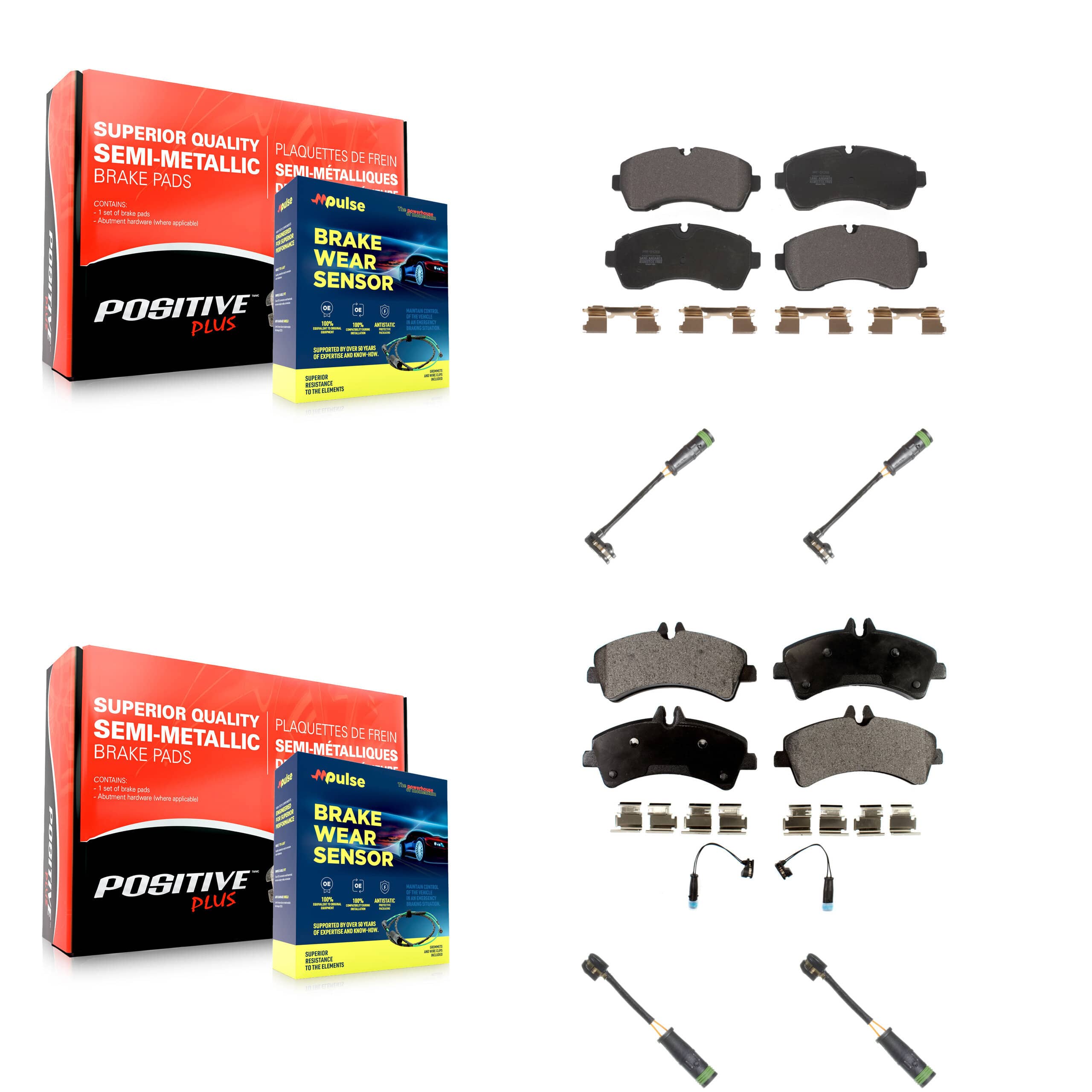 Positive Plus - KPW-100298 - Front and Rear Disc Brake Pad Kits