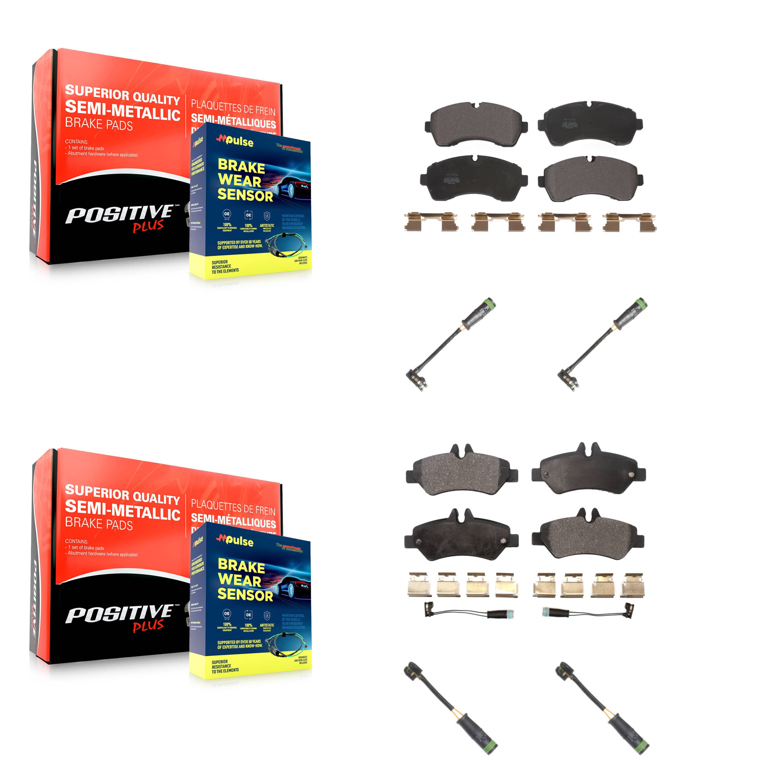 Positive Plus - KPW-100299 - Front and Rear Disc Brake Pad Kits
