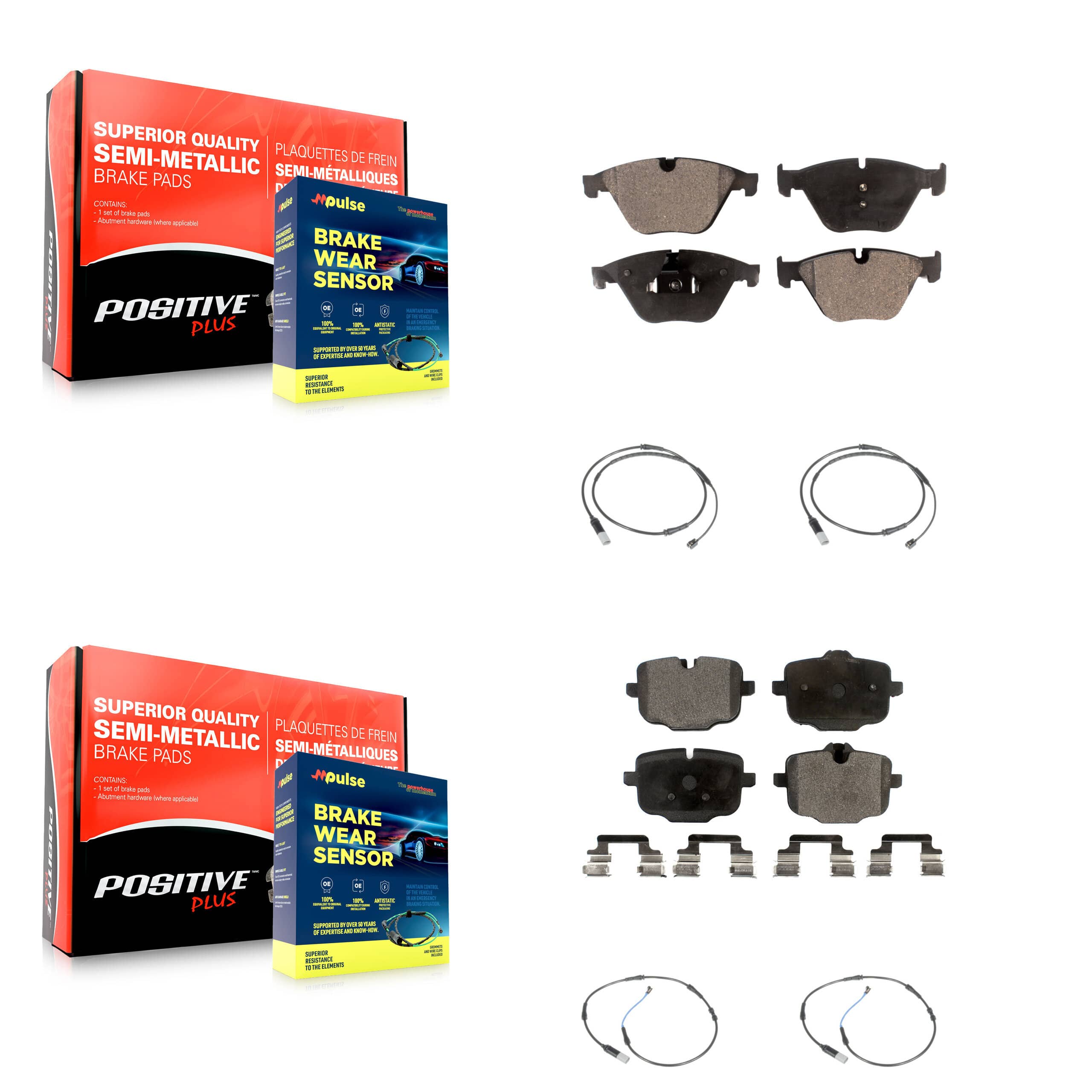 Positive Plus - KPW-100320 - Front and Rear Disc Brake Pad Kits
