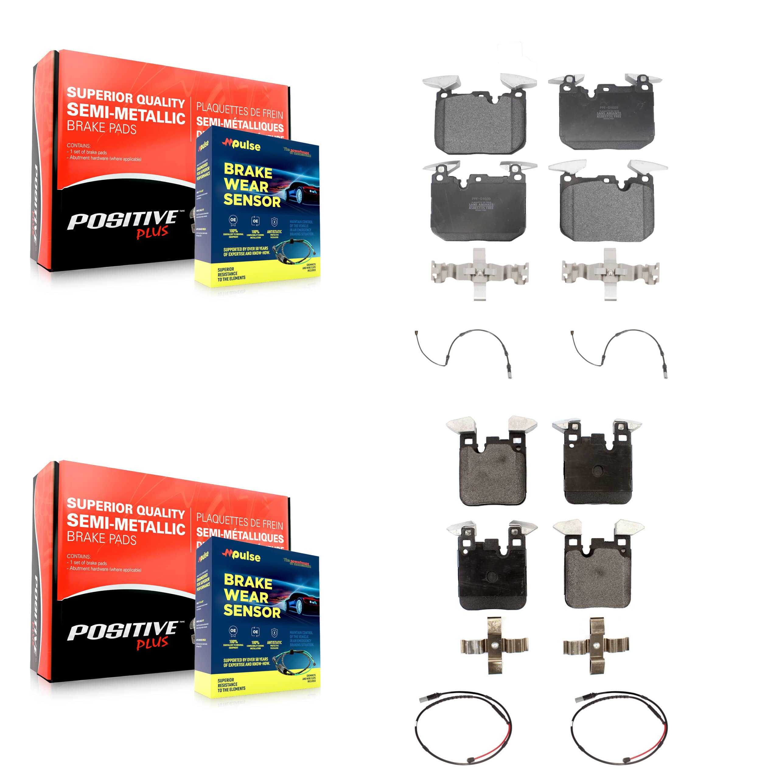 Positive Plus - KPW-100324 - Front and Rear Disc Brake Pad Kits