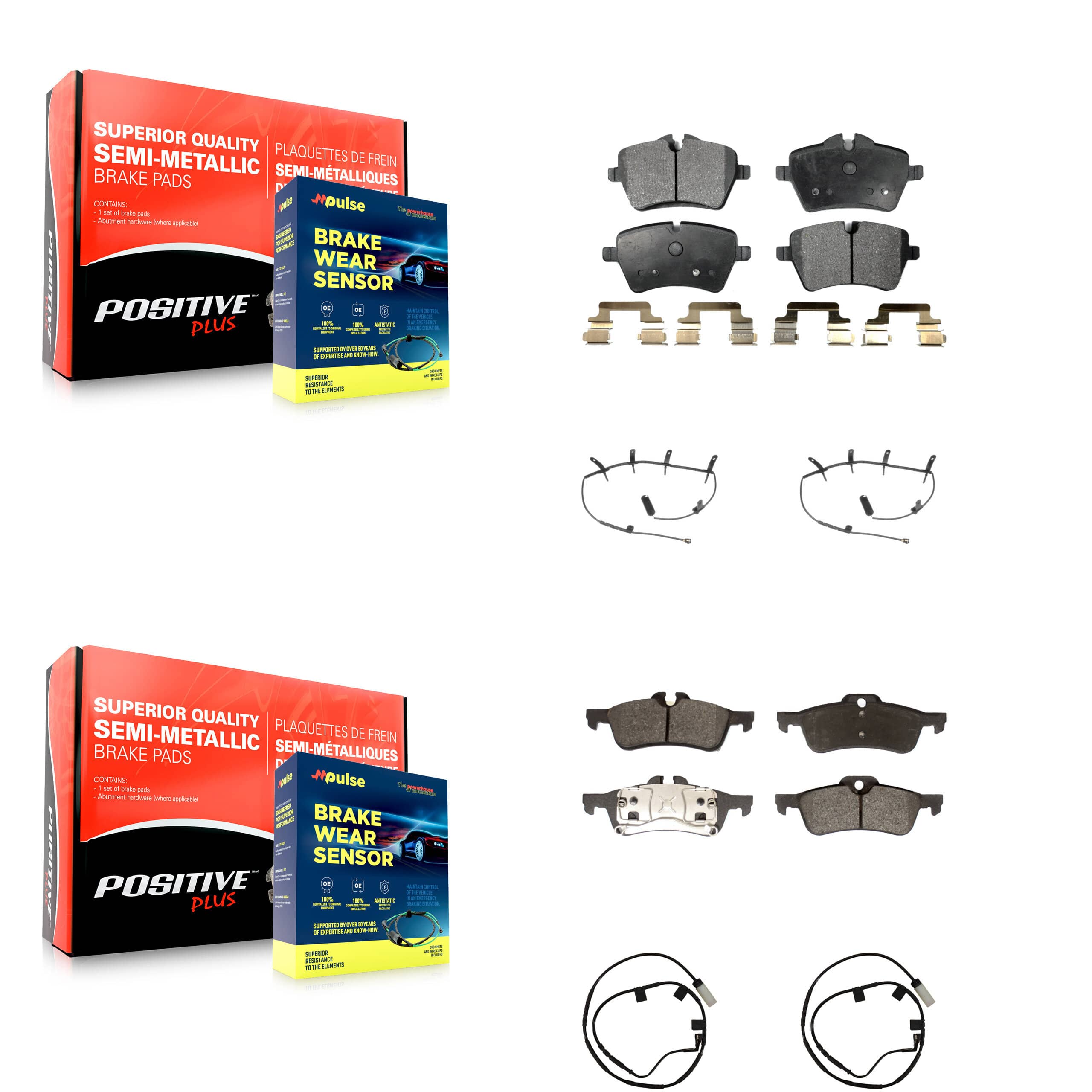 Positive Plus - KPW-100327 - Front and Rear Disc Brake Pad Kits