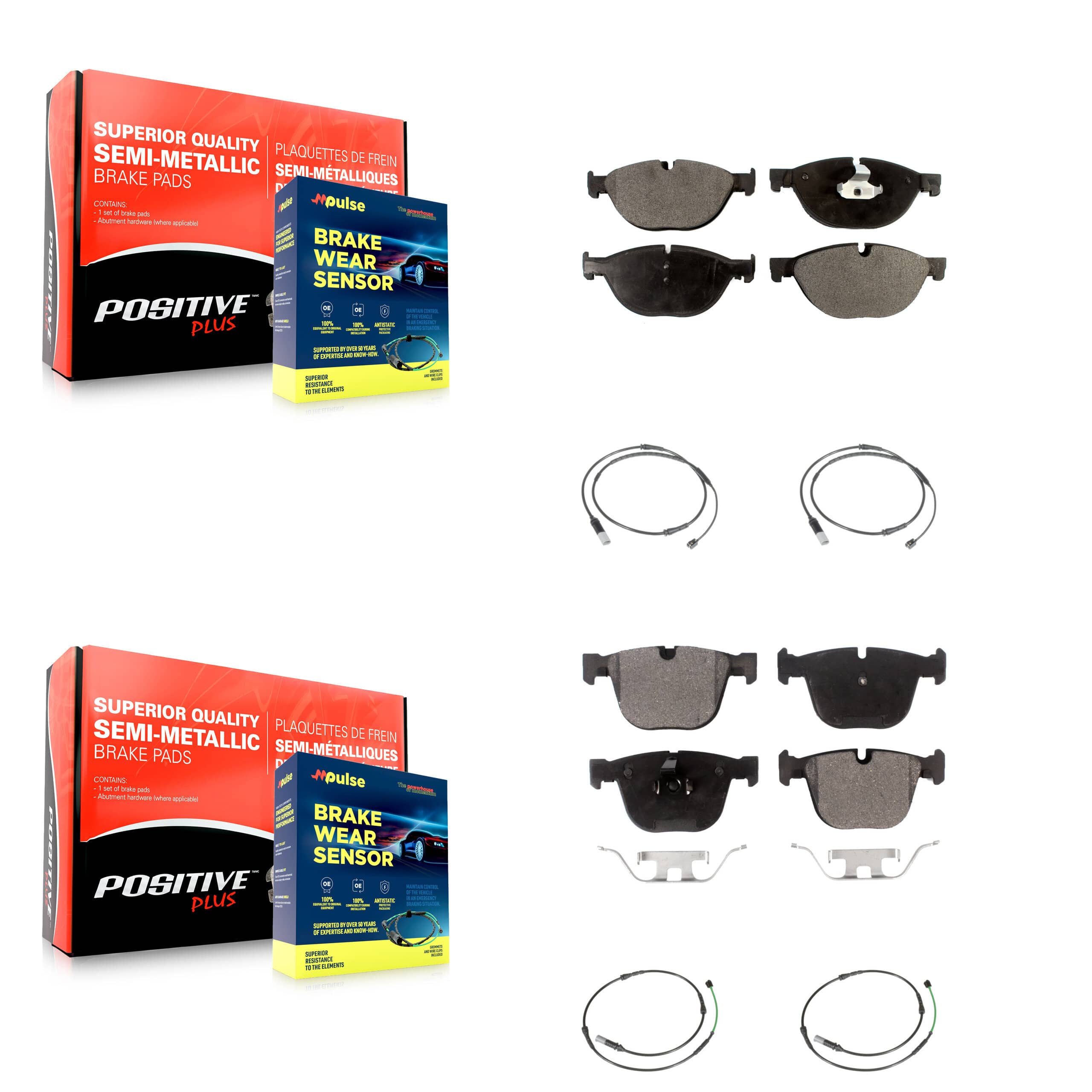 Positive Plus - KPW-100344 - Front and Rear Disc Brake Pad Kits