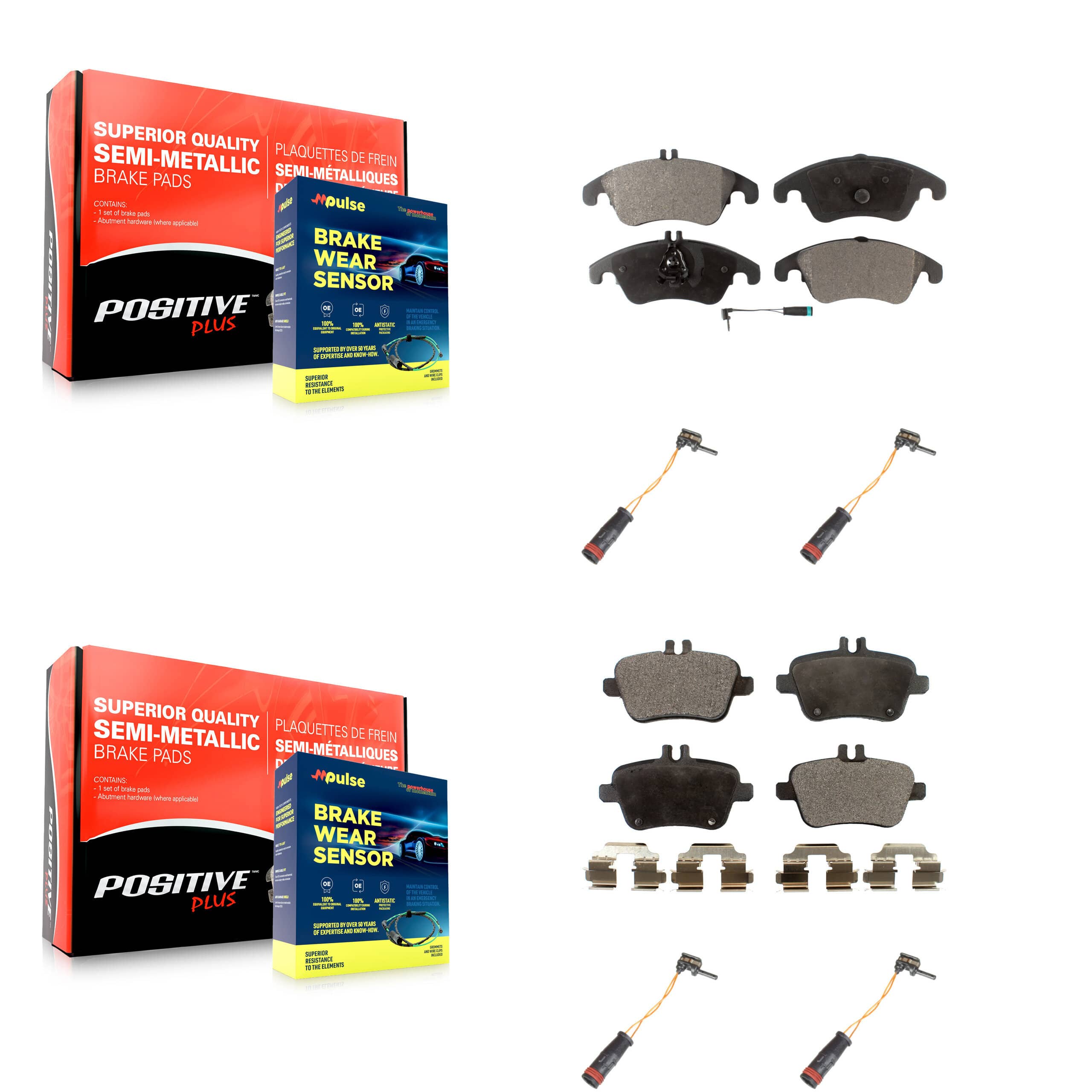 Positive Plus - KPW-100350 - Front and Rear Disc Brake Pad Kits
