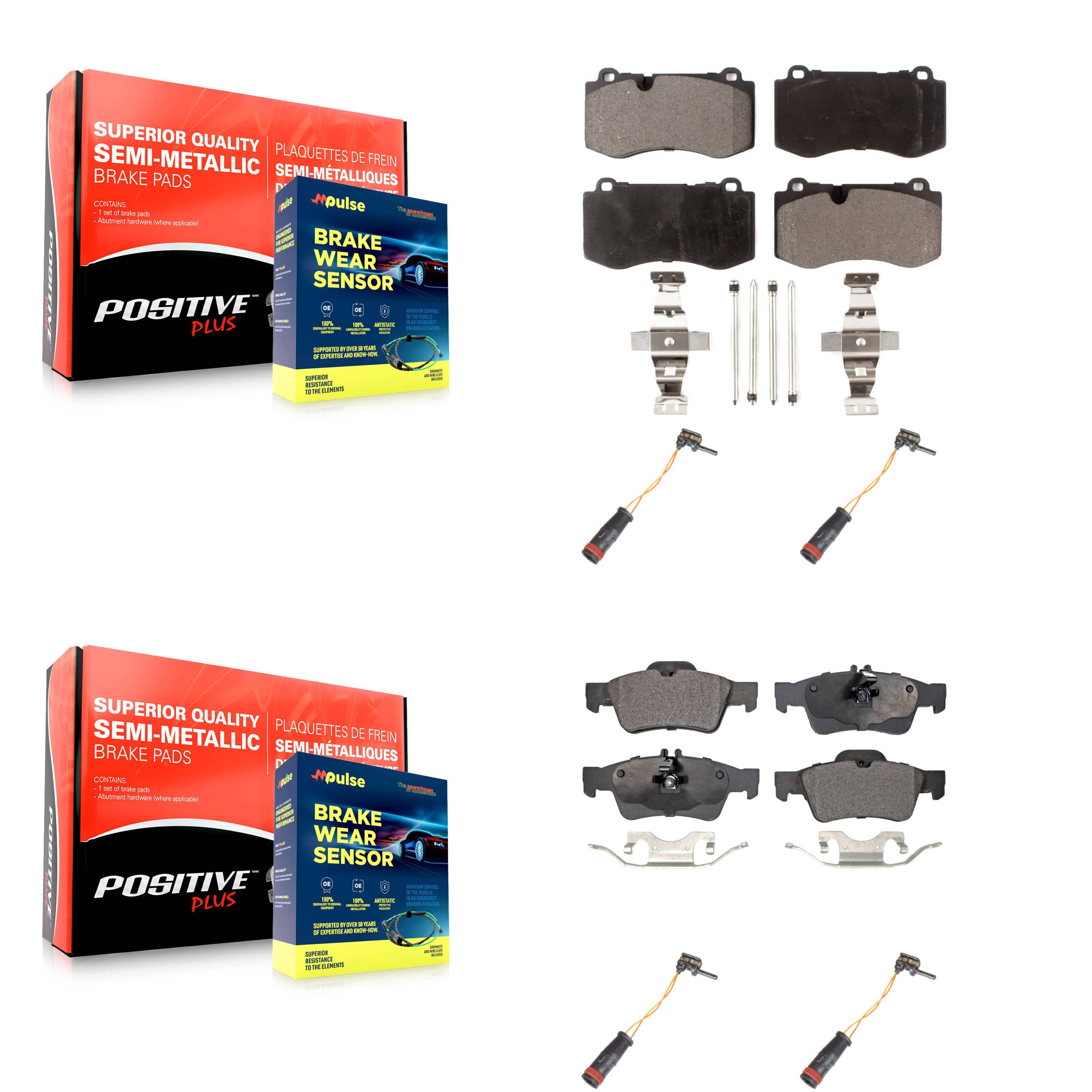 Positive Plus - KPW-100352 - Front and Rear Disc Brake Pad Kits
