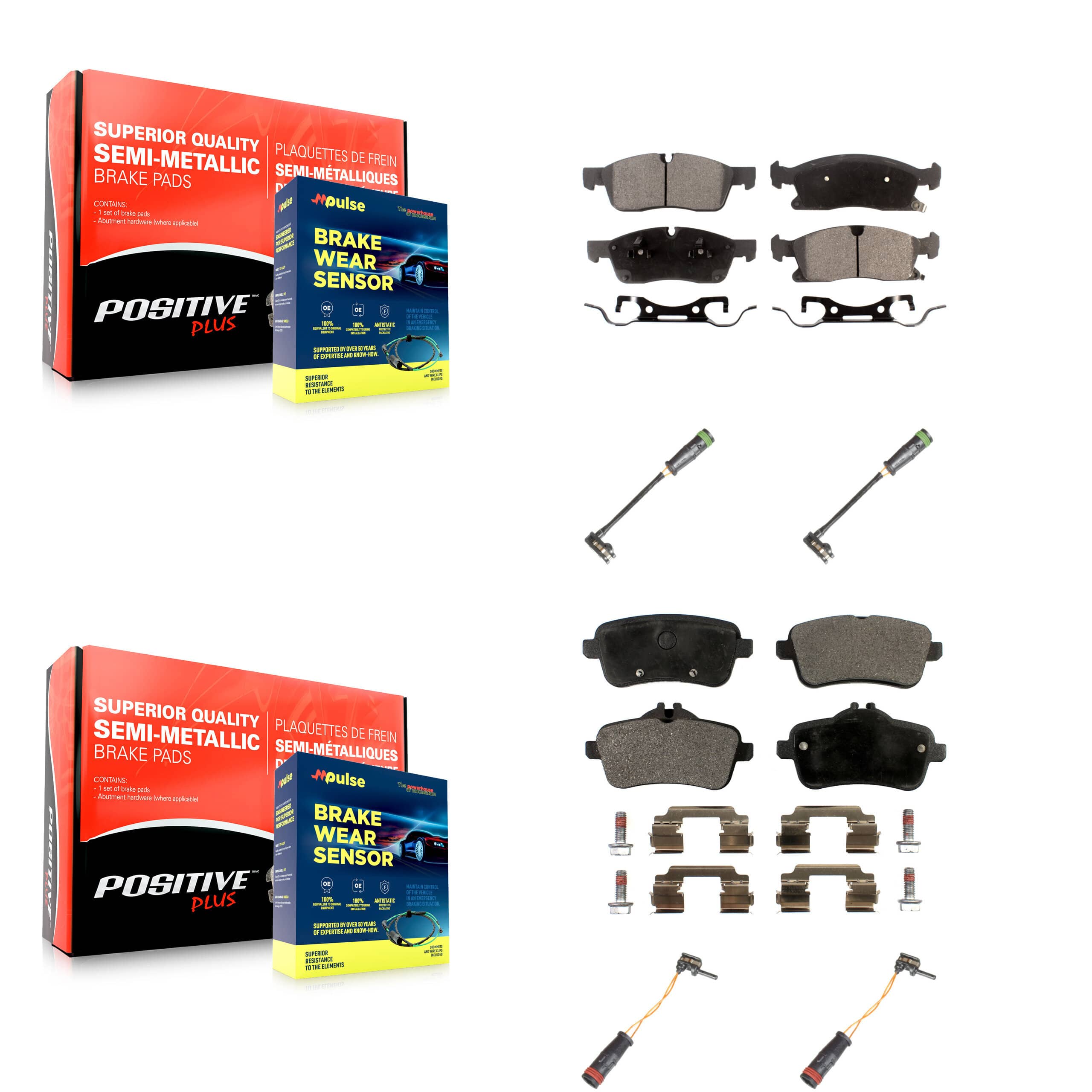 Positive Plus - KPW-100354 - Front and Rear Disc Brake Pad Kits