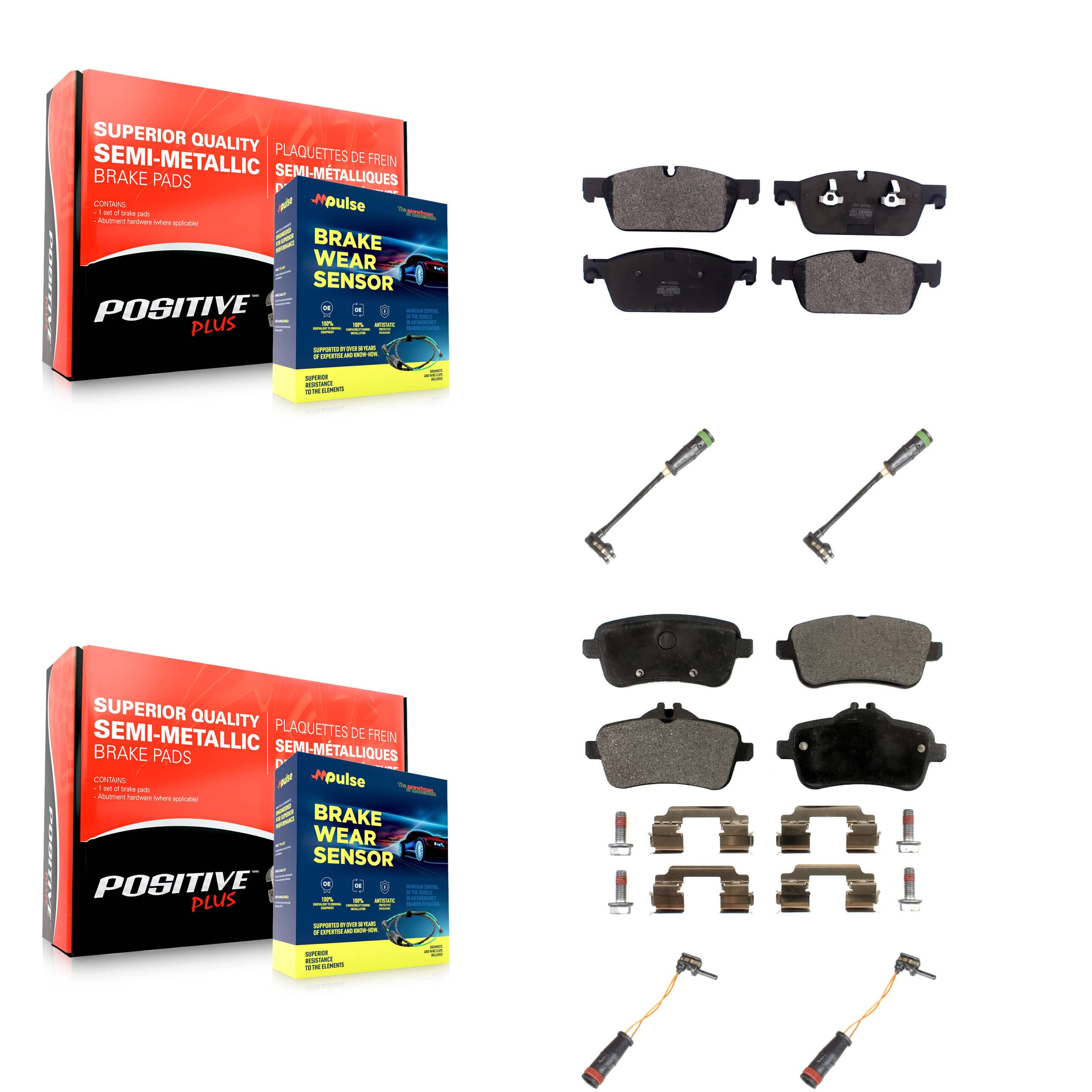 Positive Plus - KPW-100356 - Front and Rear Disc Brake Pad Kits