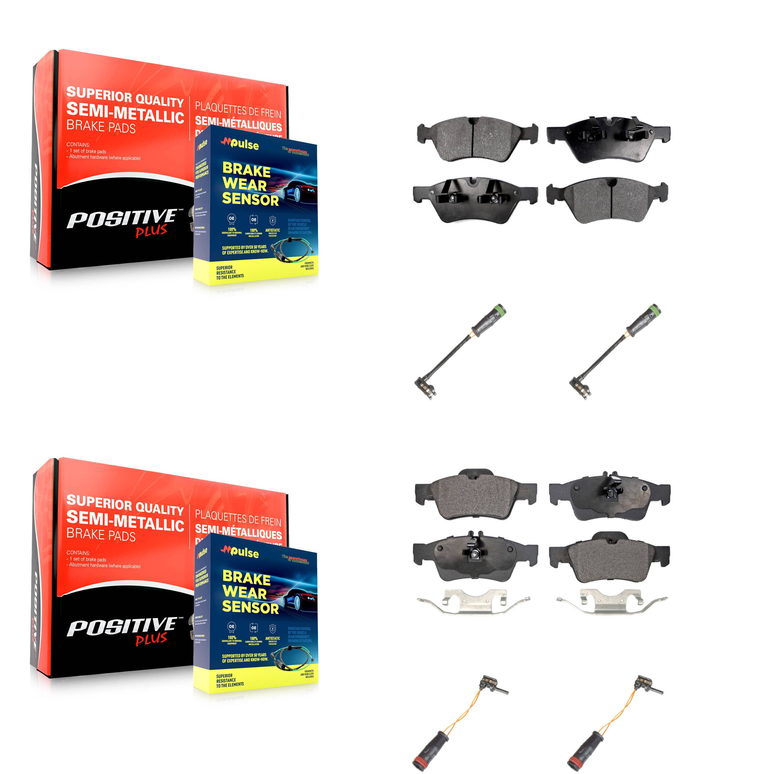 Positive Plus - KPW-100366 - Front and Rear Disc Brake Pad Kits