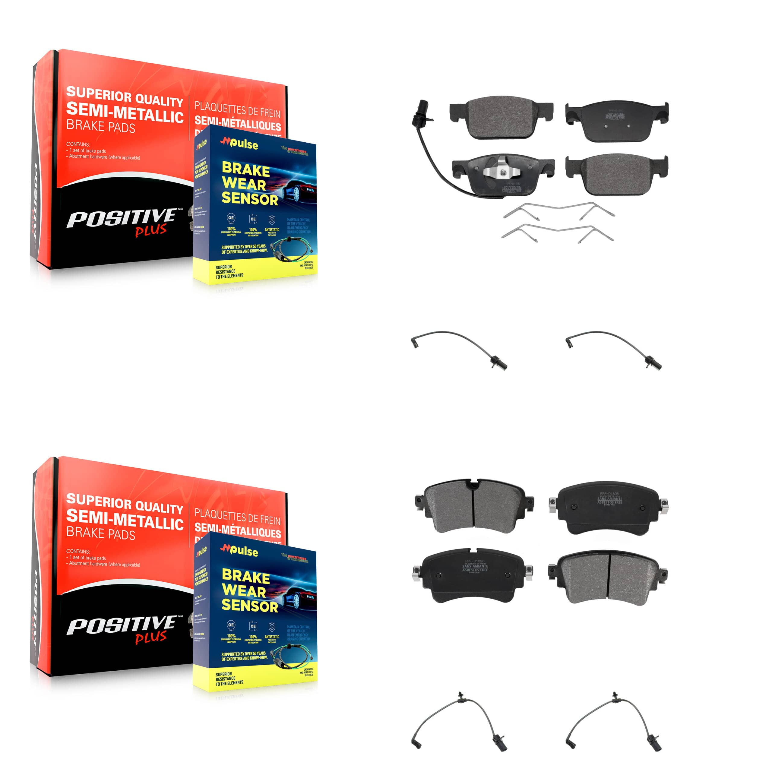Positive Plus - KPW-100369 - Front and Rear Disc Brake Pad Kits