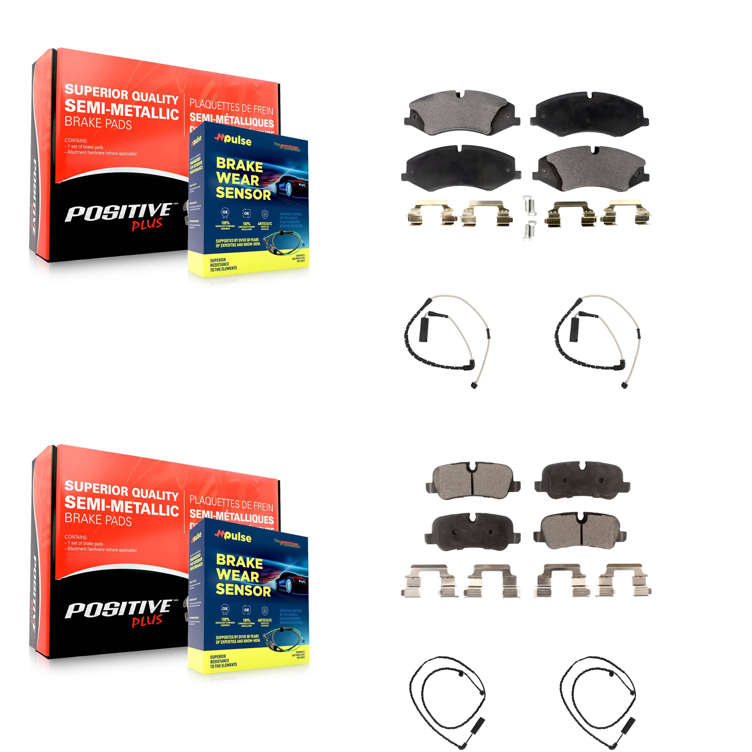 Positive Plus - KPW-100392 - Front and Rear Disc Brake Pad Kits