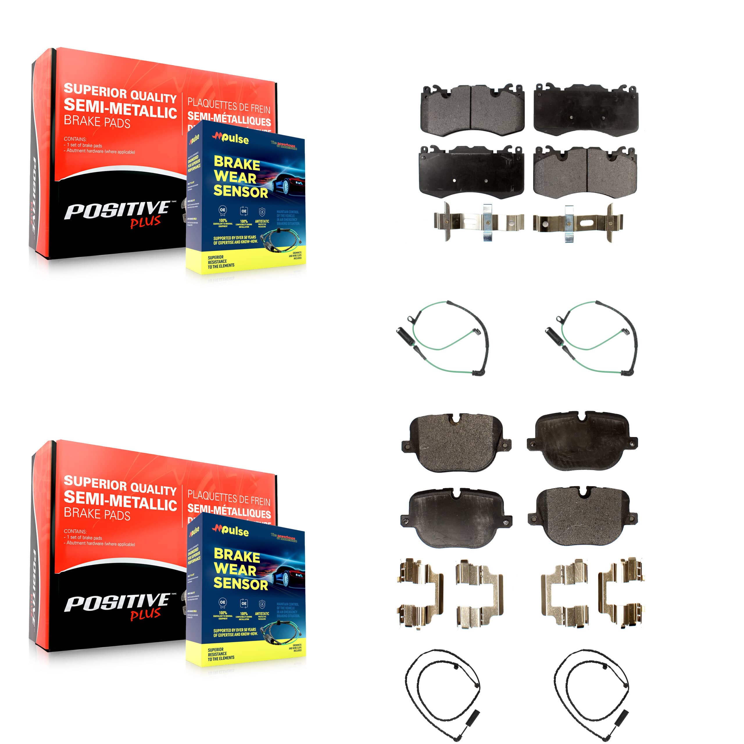 Positive Plus - KPW-100393 - Front and Rear Disc Brake Pad Kits
