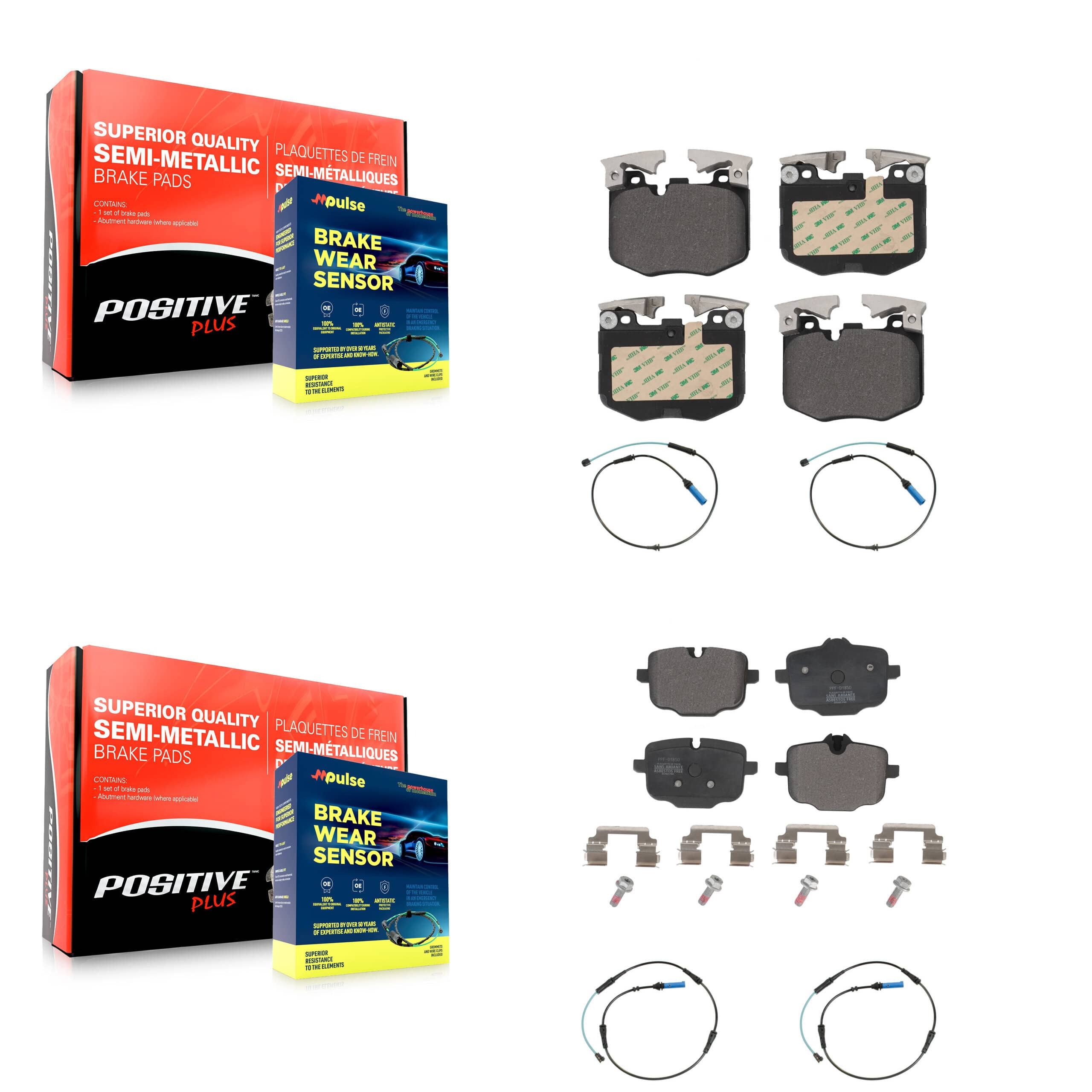 Positive Plus - KPW-100394 - Front and Rear Disc Brake Pad Kits