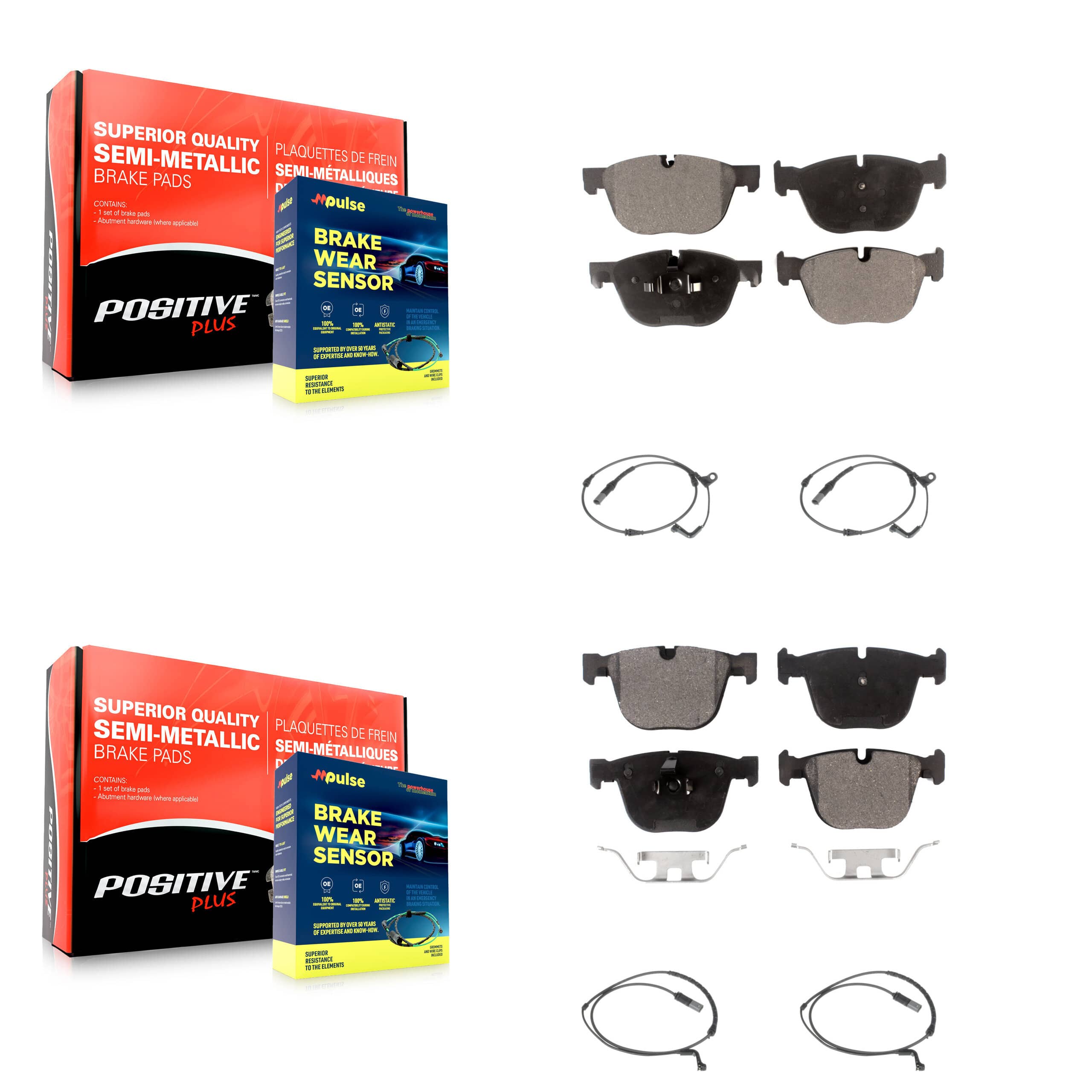 Positive Plus - KPW-100400 - Front and Rear Disc Brake Pad Kits