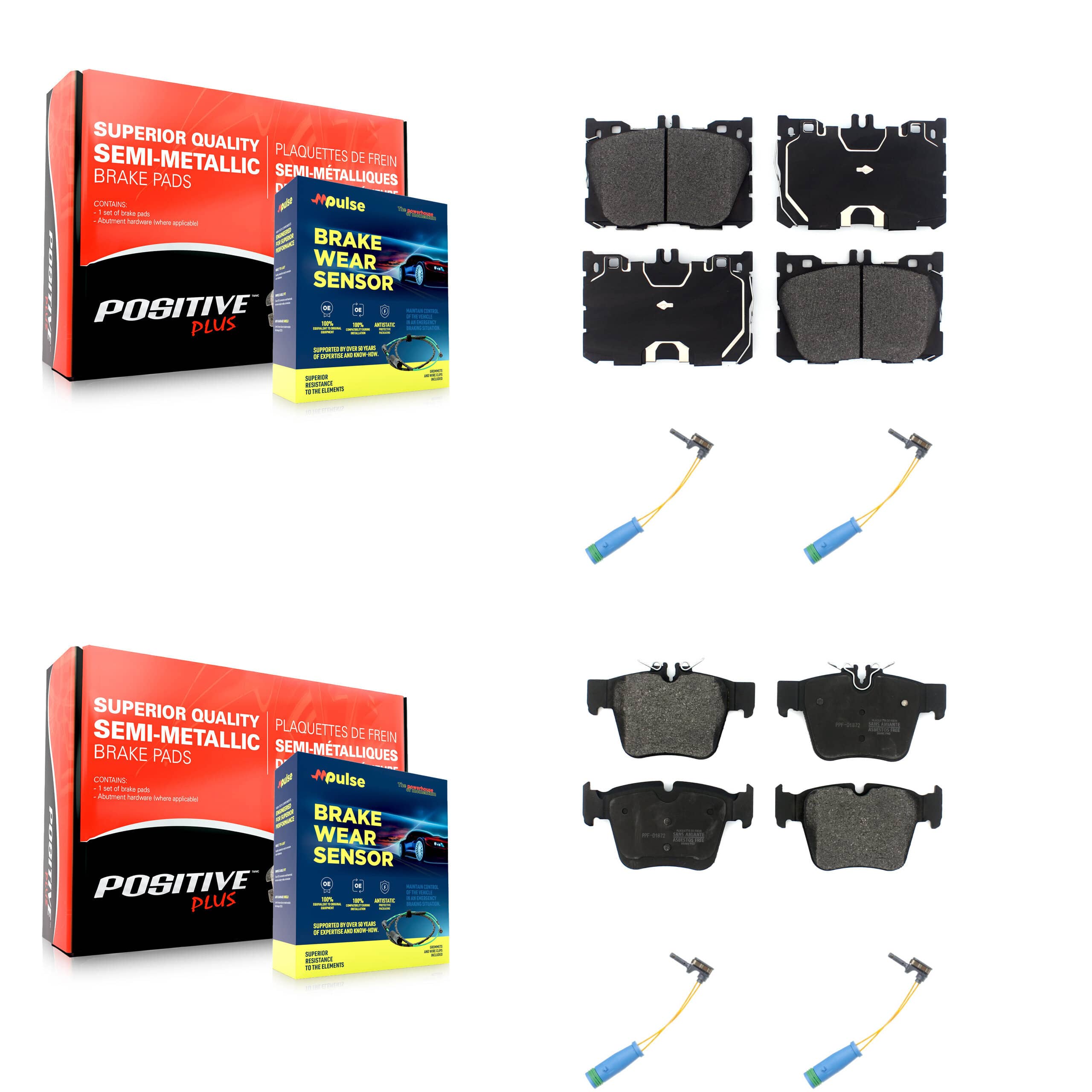 Positive Plus - KPW-100406 - Front and Rear Disc Brake Pad Kits