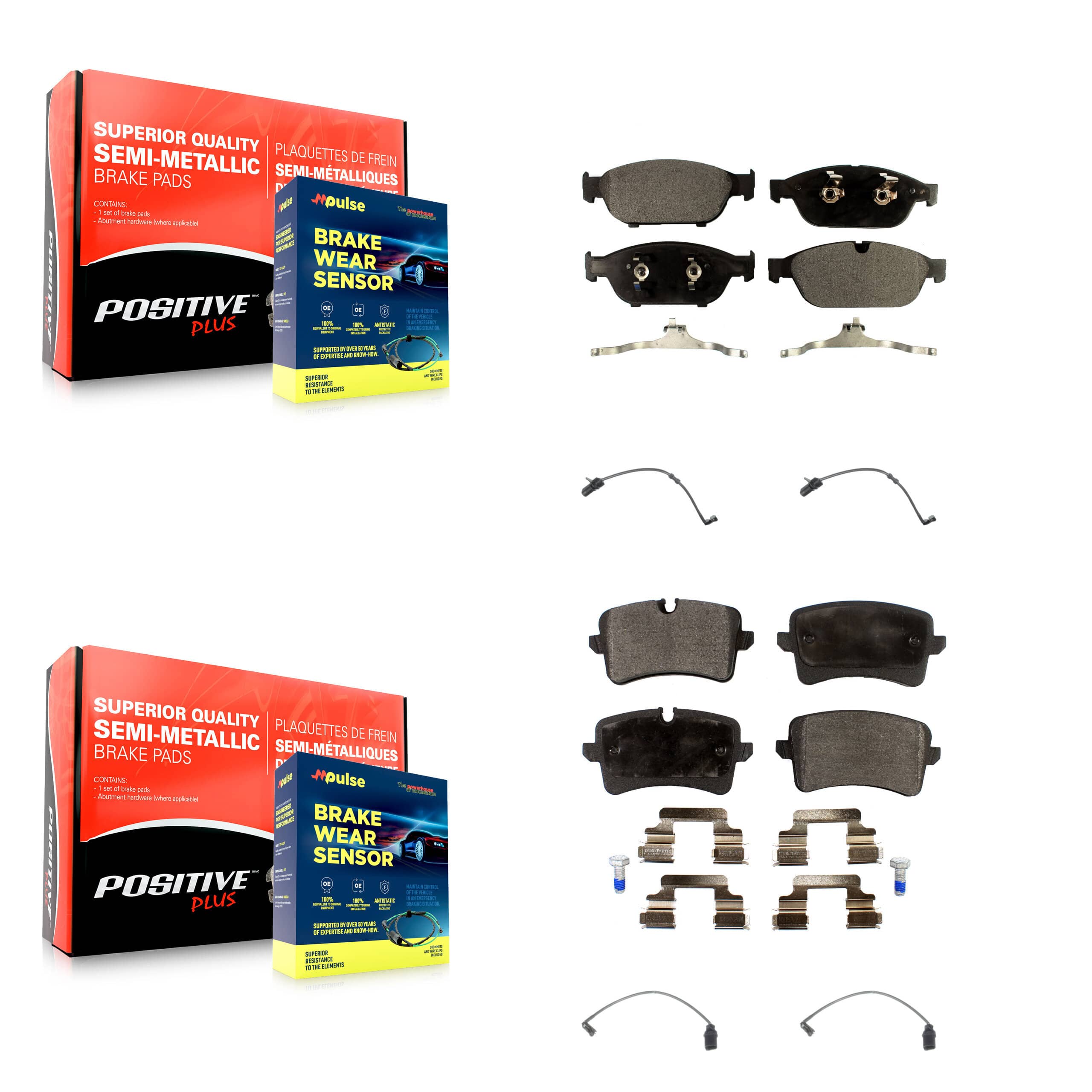 Positive Plus - KPW-100407 - Front and Rear Disc Brake Pad Kits