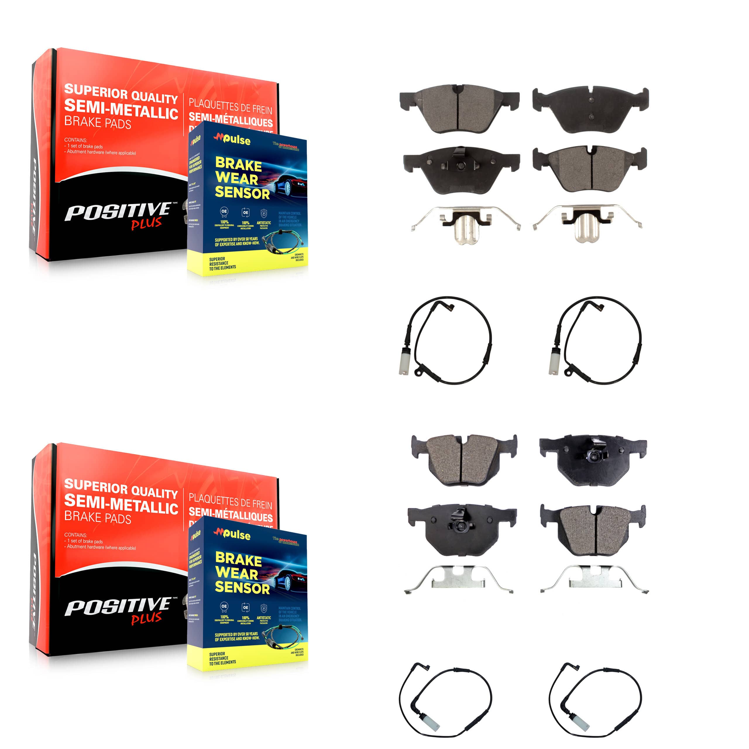 Positive Plus - KPW-100430 - Front and Rear Disc Brake Pad Kits