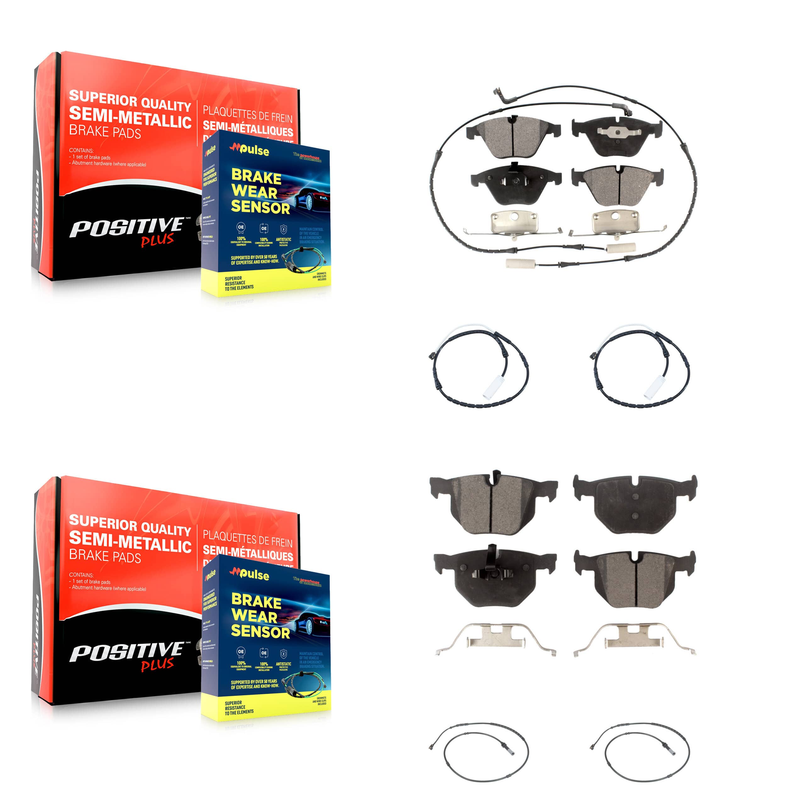 Positive Plus - KPW-101259 - Front and Rear Disc Brake Pad Kits