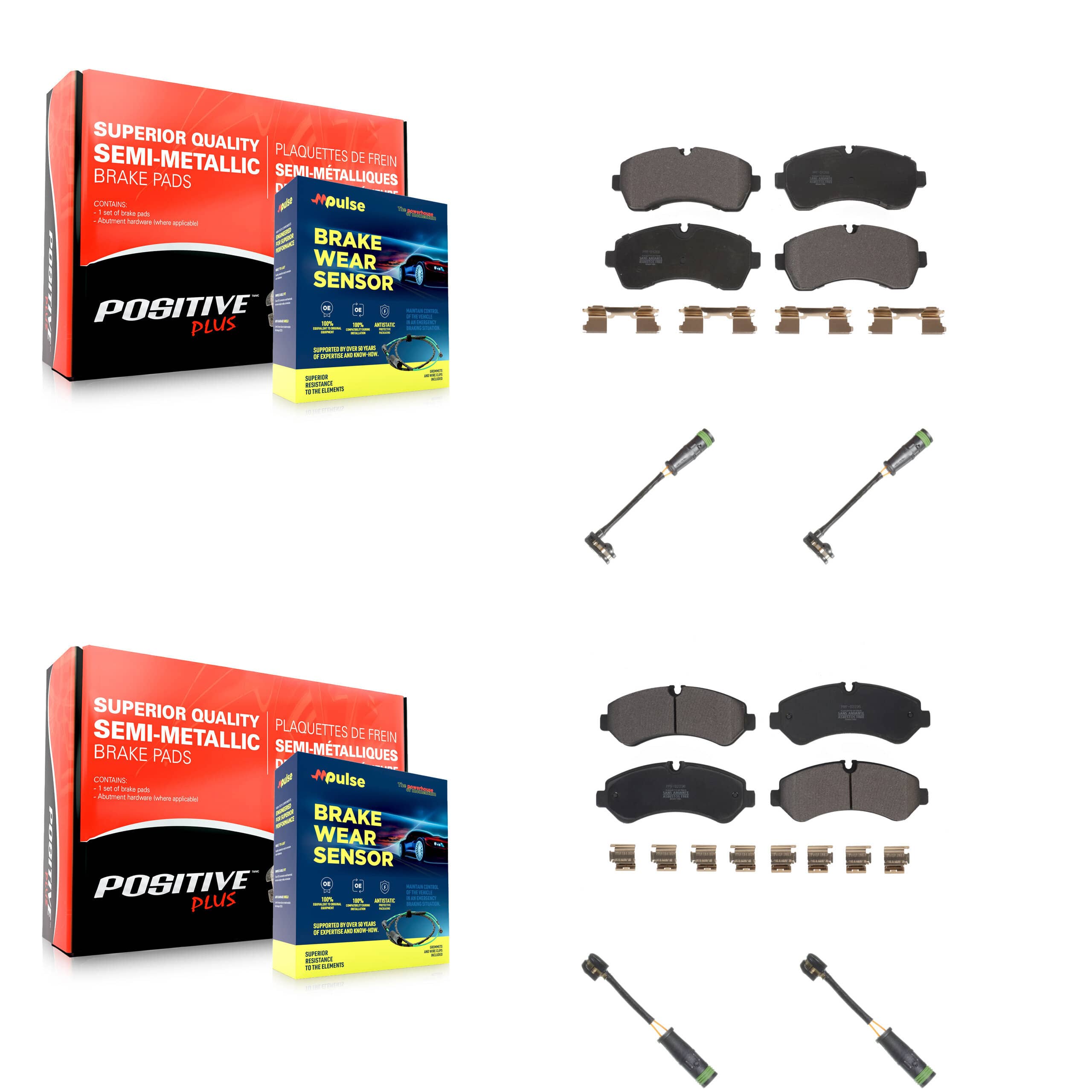 Positive Plus - KPW-101264 - Front and Rear Disc Brake Pad Kits