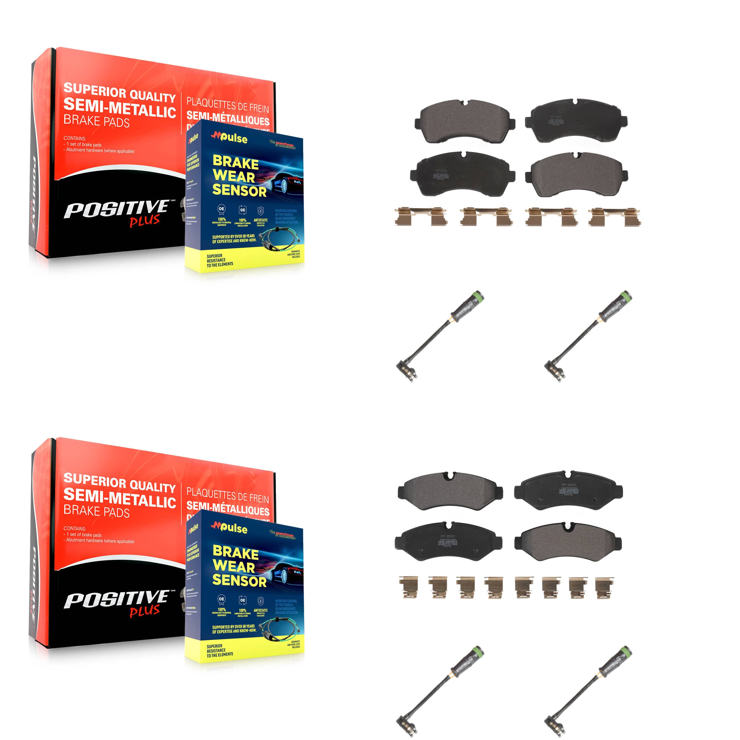 Positive Plus - KPW-101273 - Front and Rear Disc Brake Pad Kits