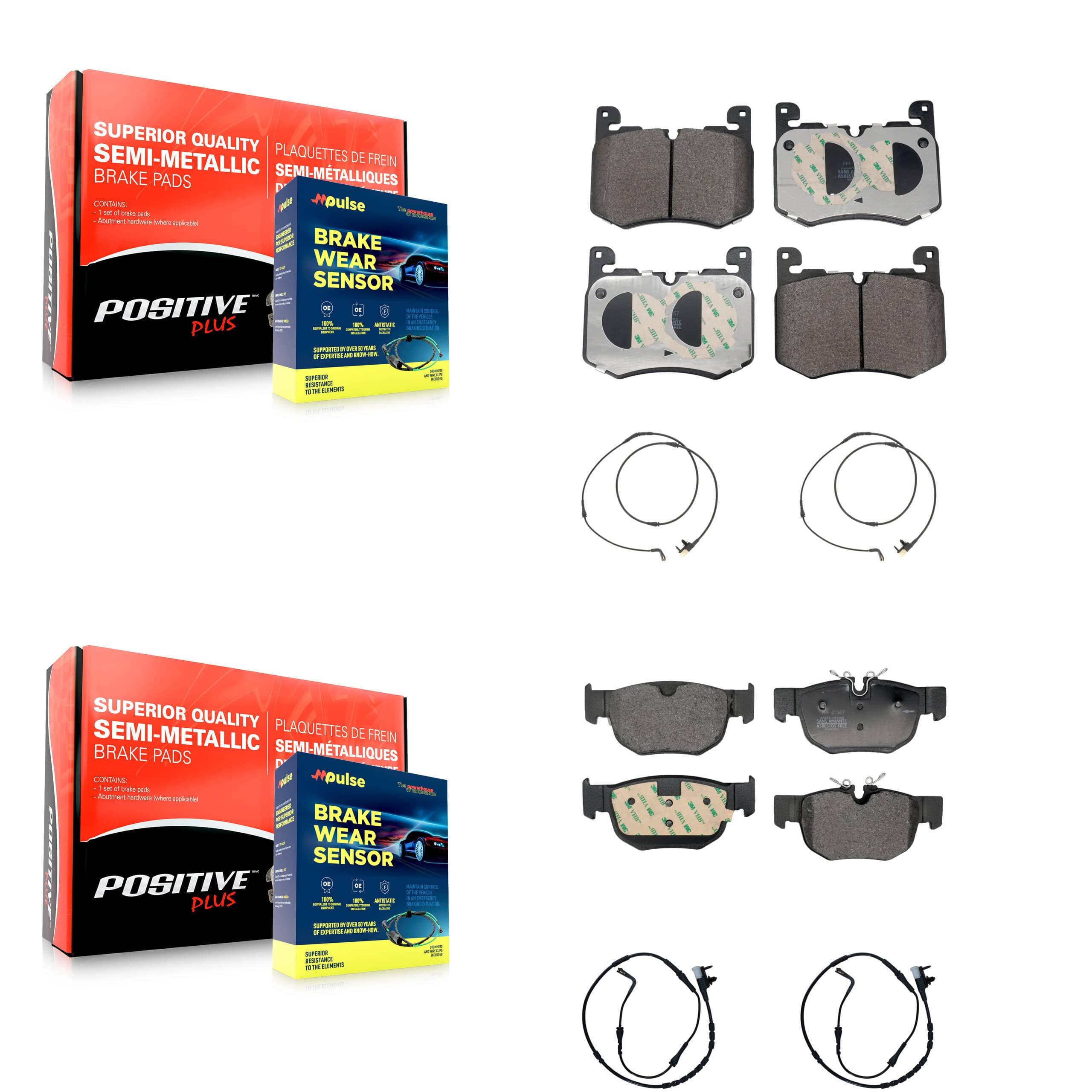 Positive Plus - KPW-101480 - Front and Rear Disc Brake Pad Kits