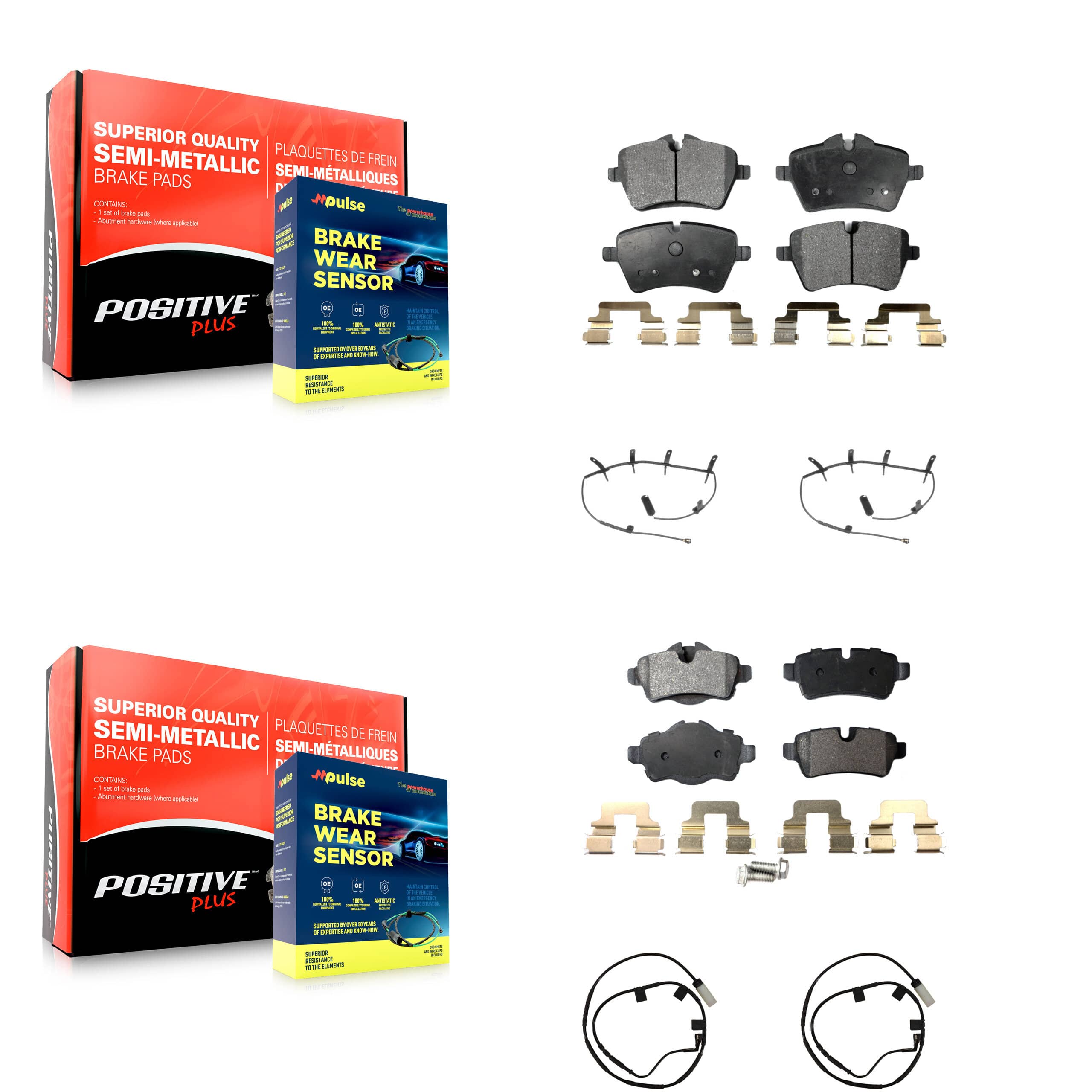 Positive Plus - KPW-101486 - Front and Rear Disc Brake Pad Kits