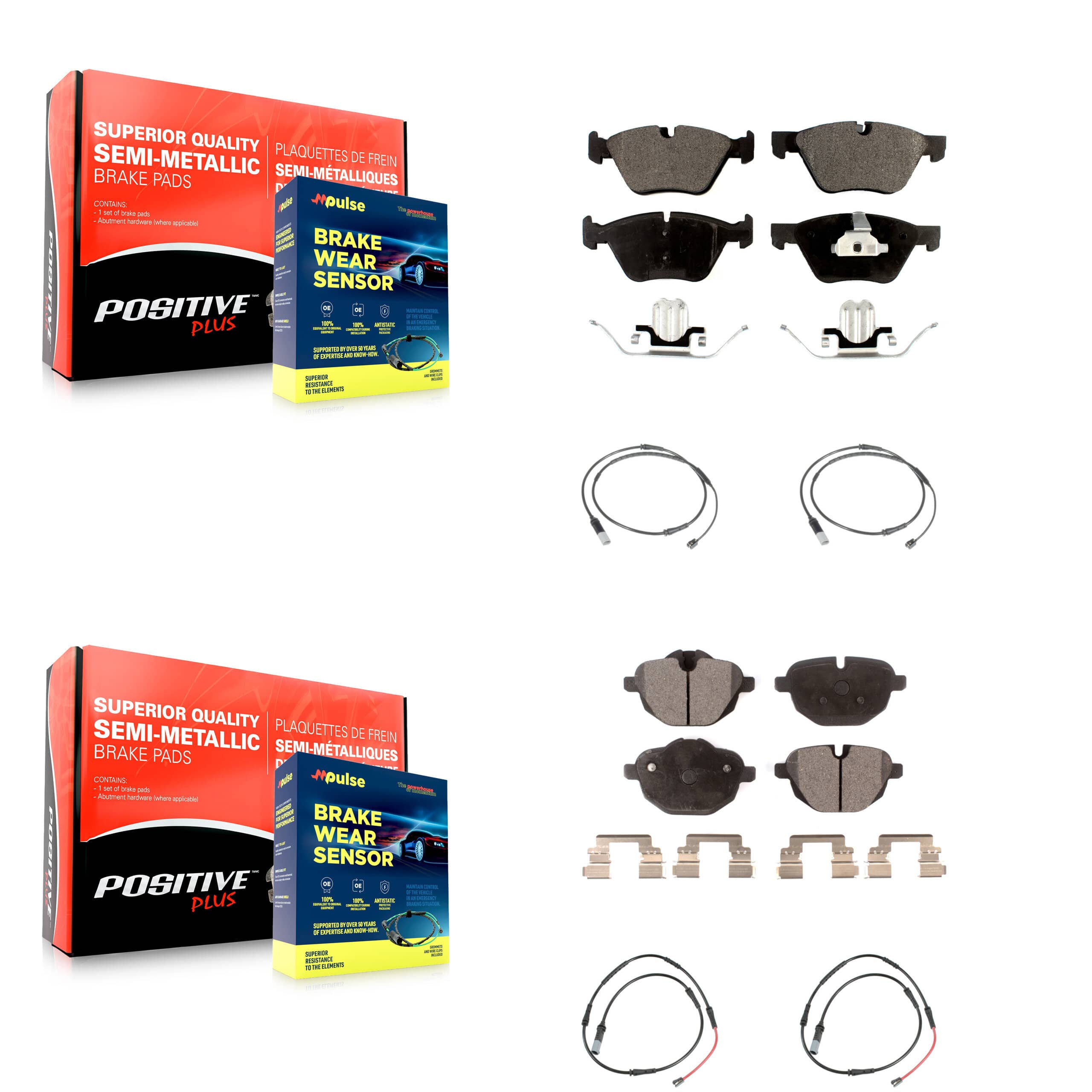 Positive Plus - KPW-101493 - Front and Rear Disc Brake Pad Kits