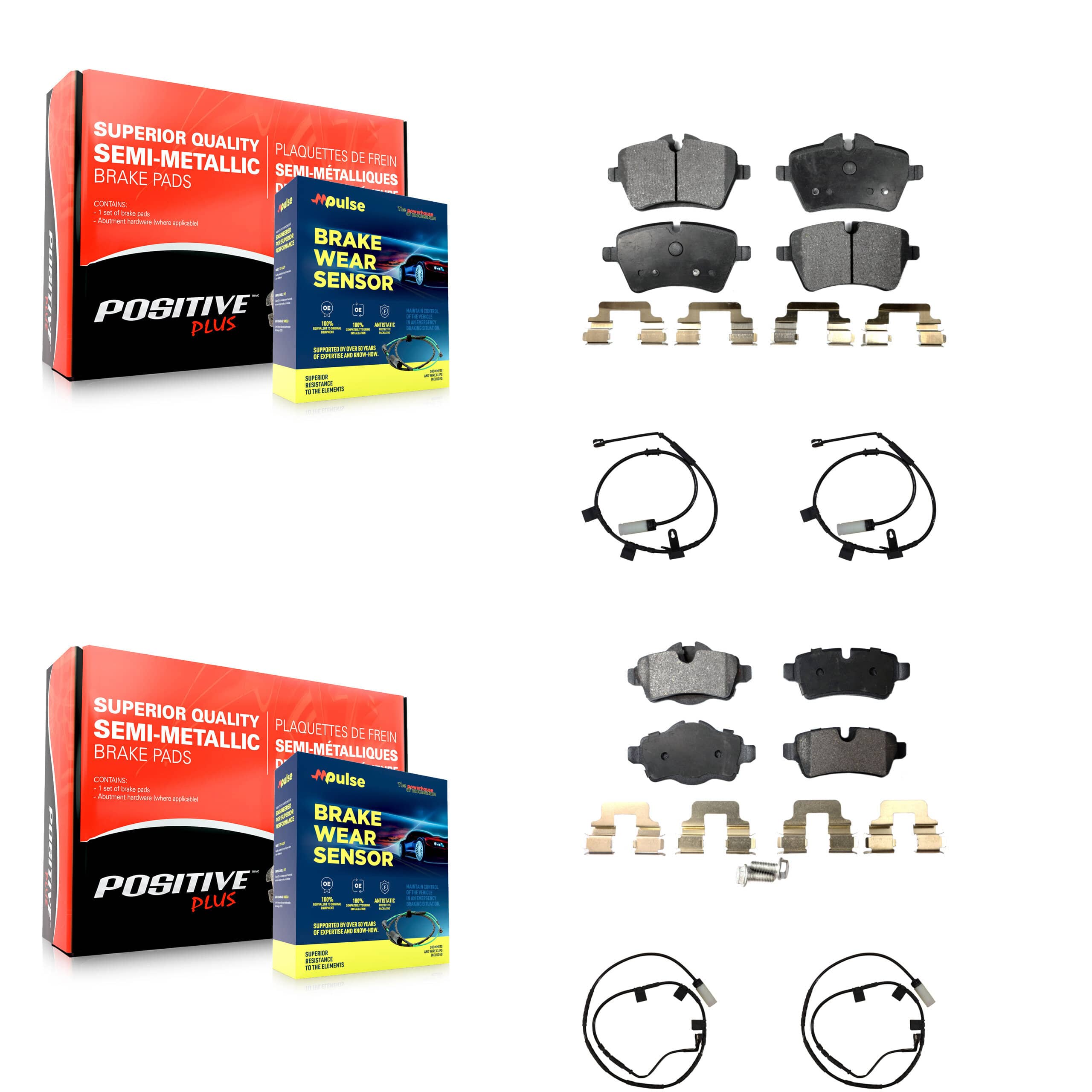 Positive Plus - KPW-101495 - Front and Rear Disc Brake Pad Kits
