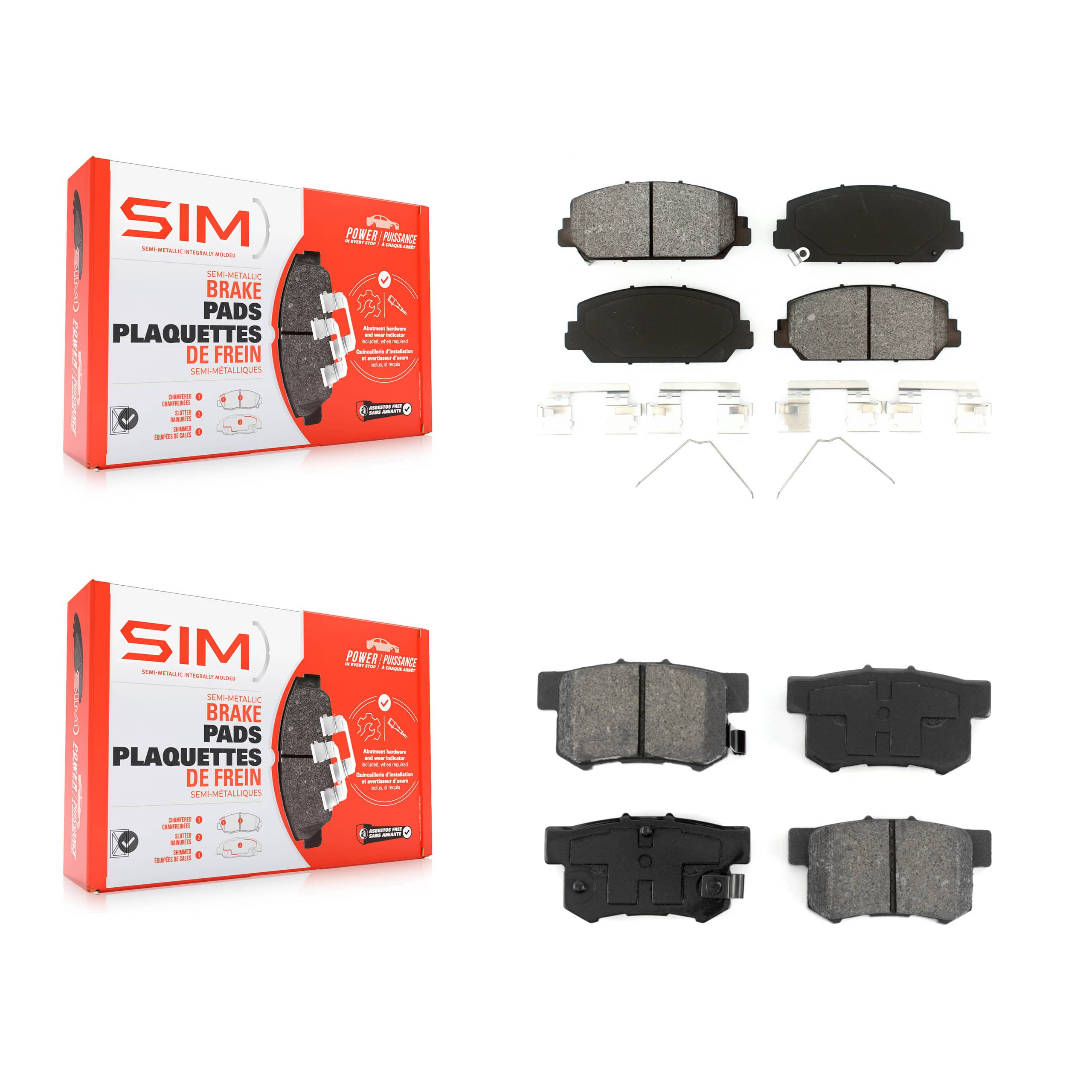 SIM - KSM-100214 - Front and Rear Disc Brake Pad Kits