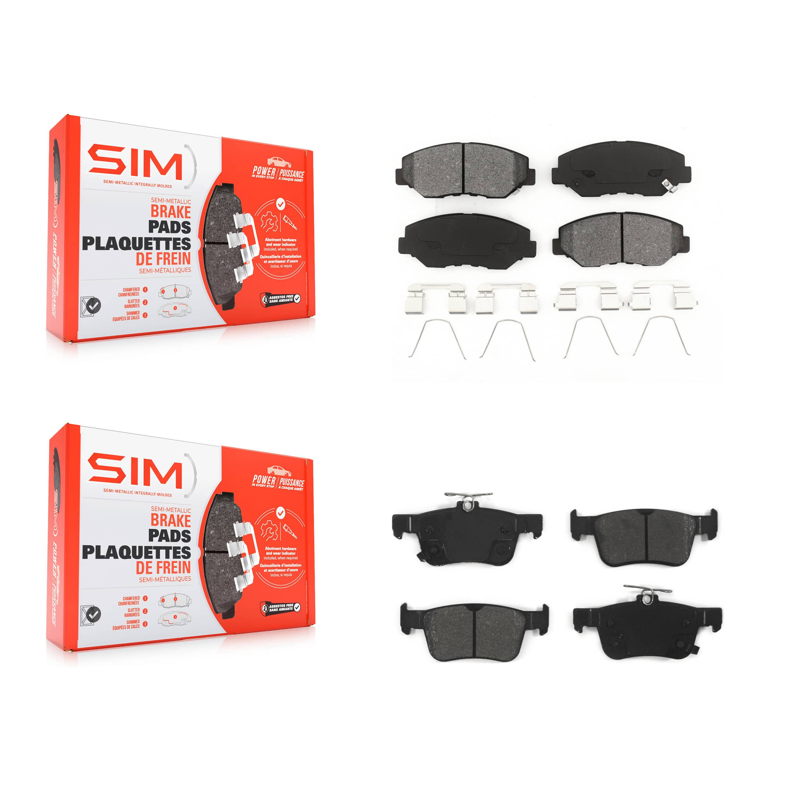 SIM - KSM-100407 - Front and Rear Disc Brake Pad Kits