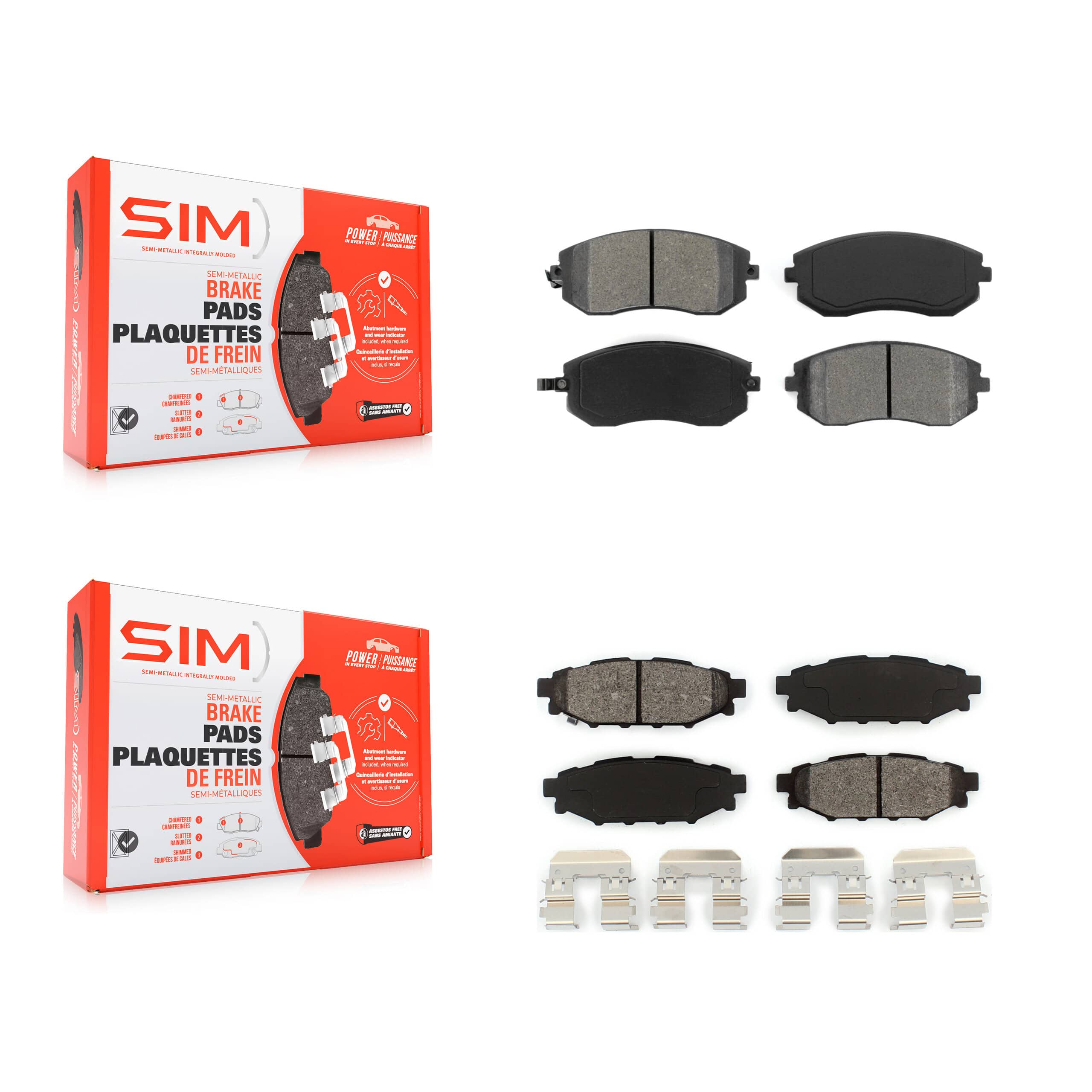 SIM - KSM-100424 - Front and Rear Disc Brake Pad Kits