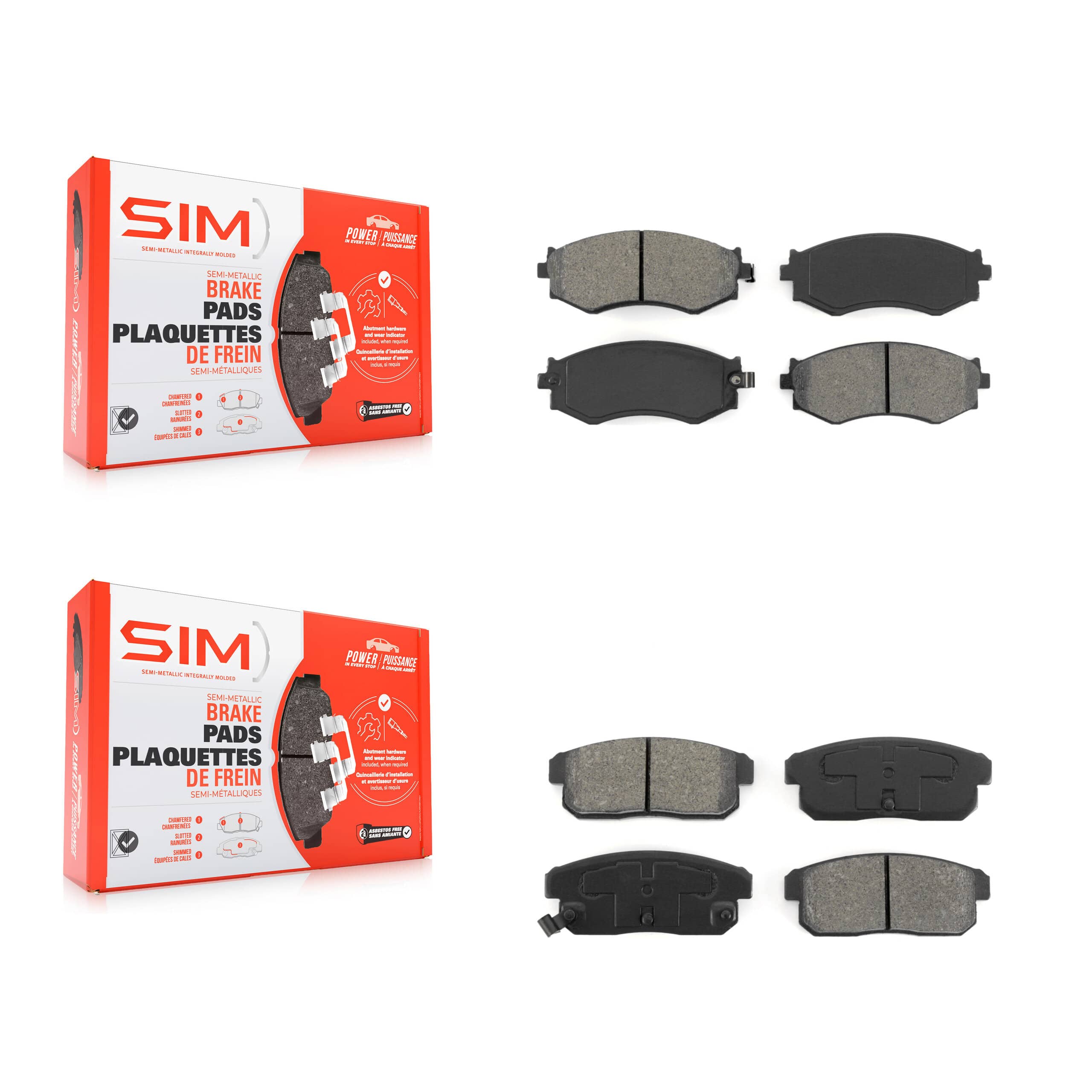 SIM - KSM-100708 - Front and Rear Disc Brake Pad Kits