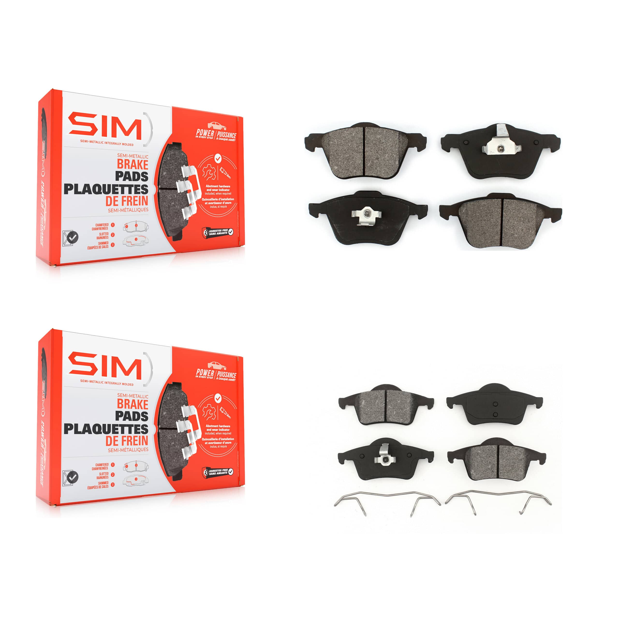 SIM - KSM-100712 - Front and Rear Disc Brake Pad Kits