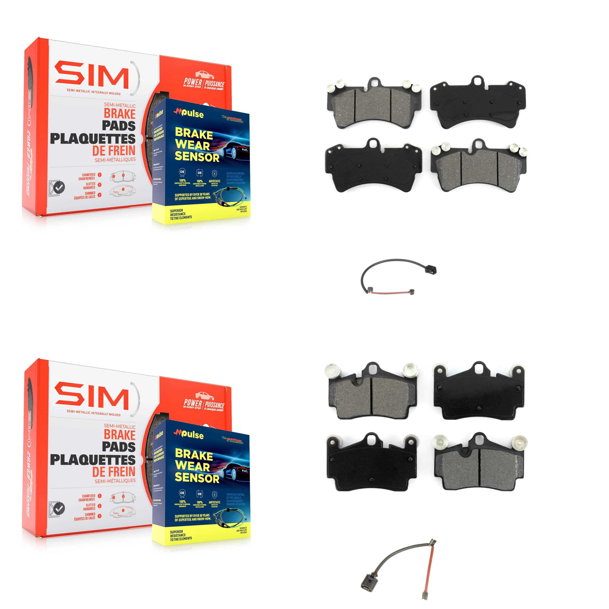 SIM - KSW-100025 - Front and Rear Disc Brake Pad Kits
