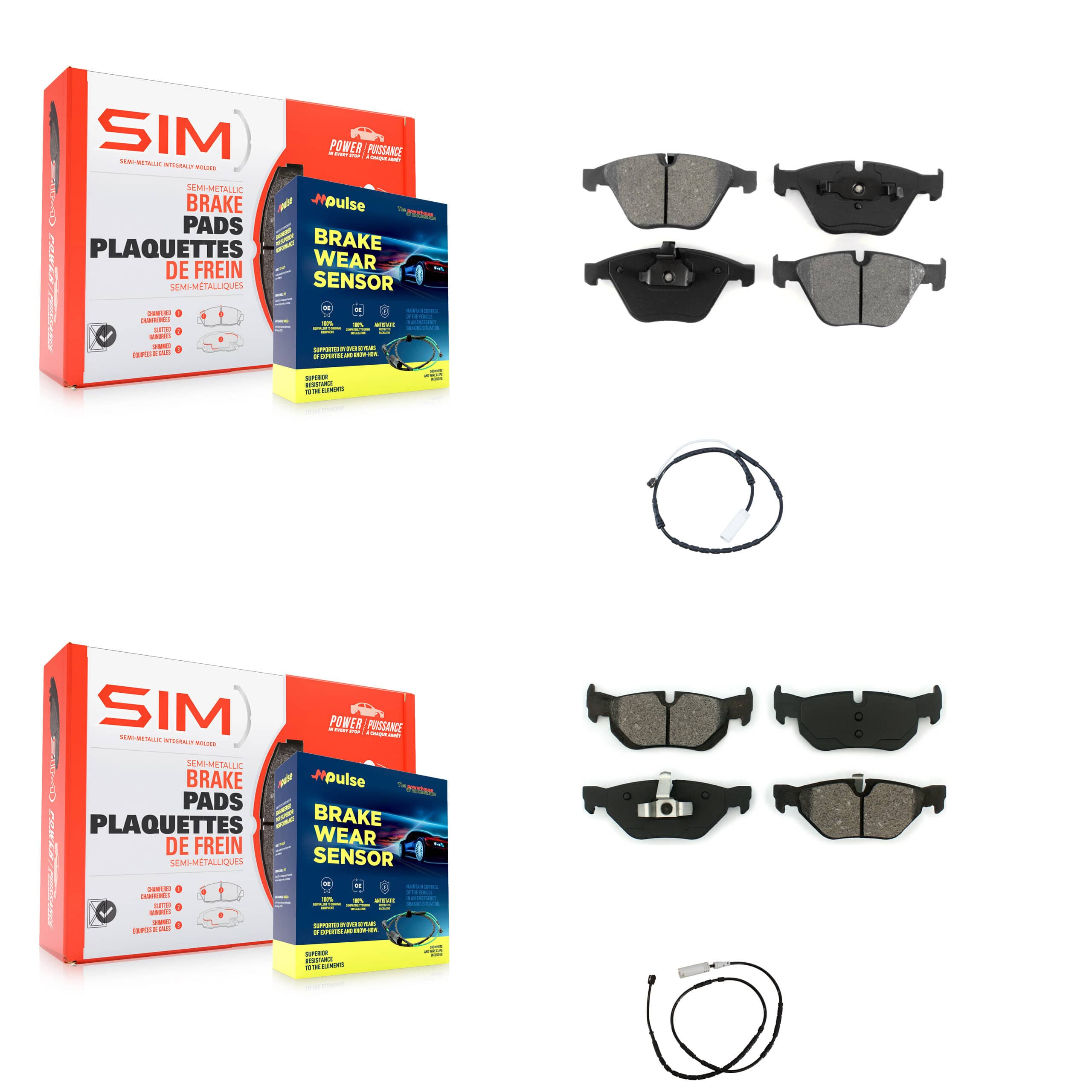 SIM - KSW-100089 - Front and Rear Disc Brake Pad Kits