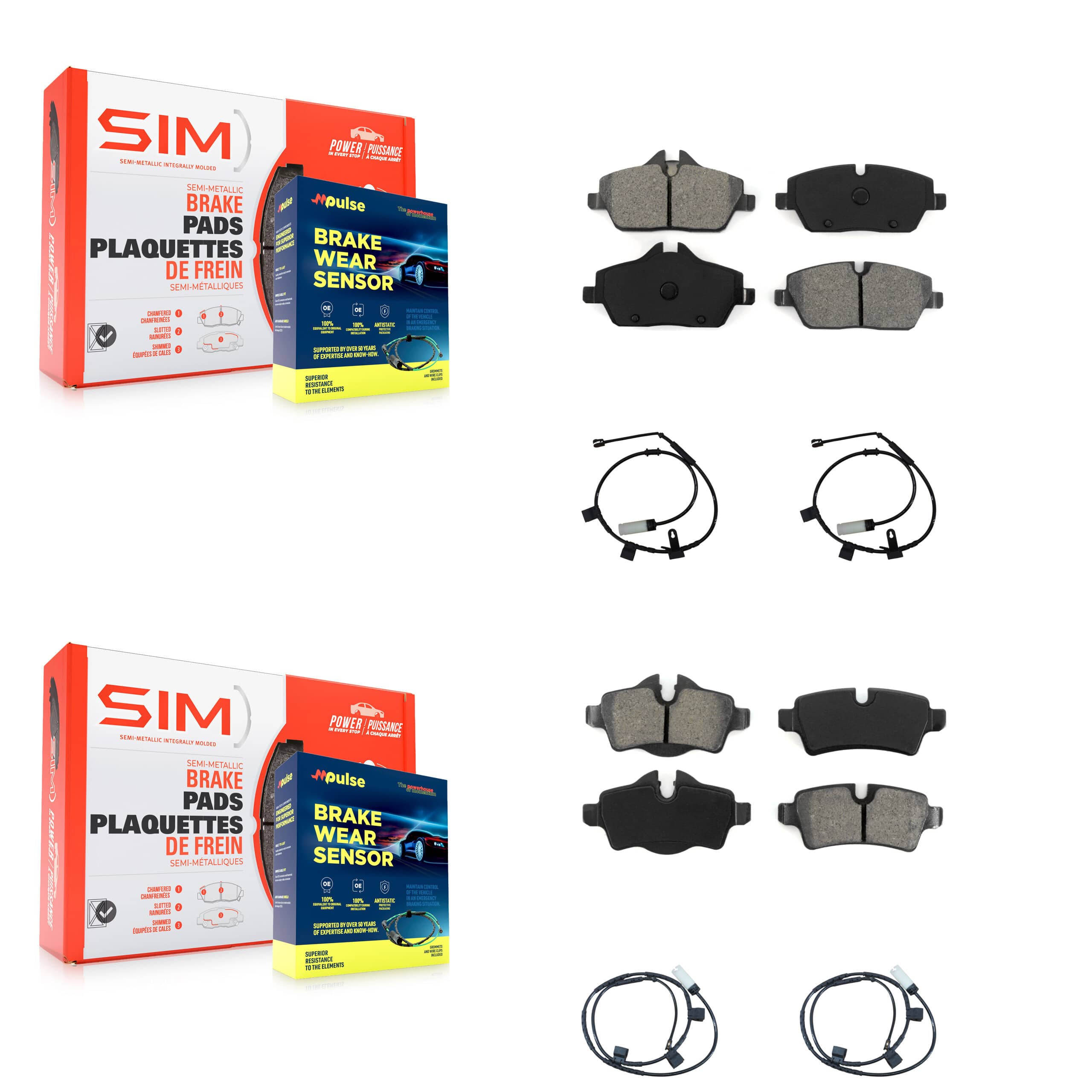 SIM - KSW-100118 - Front and Rear Disc Brake Pad Kits