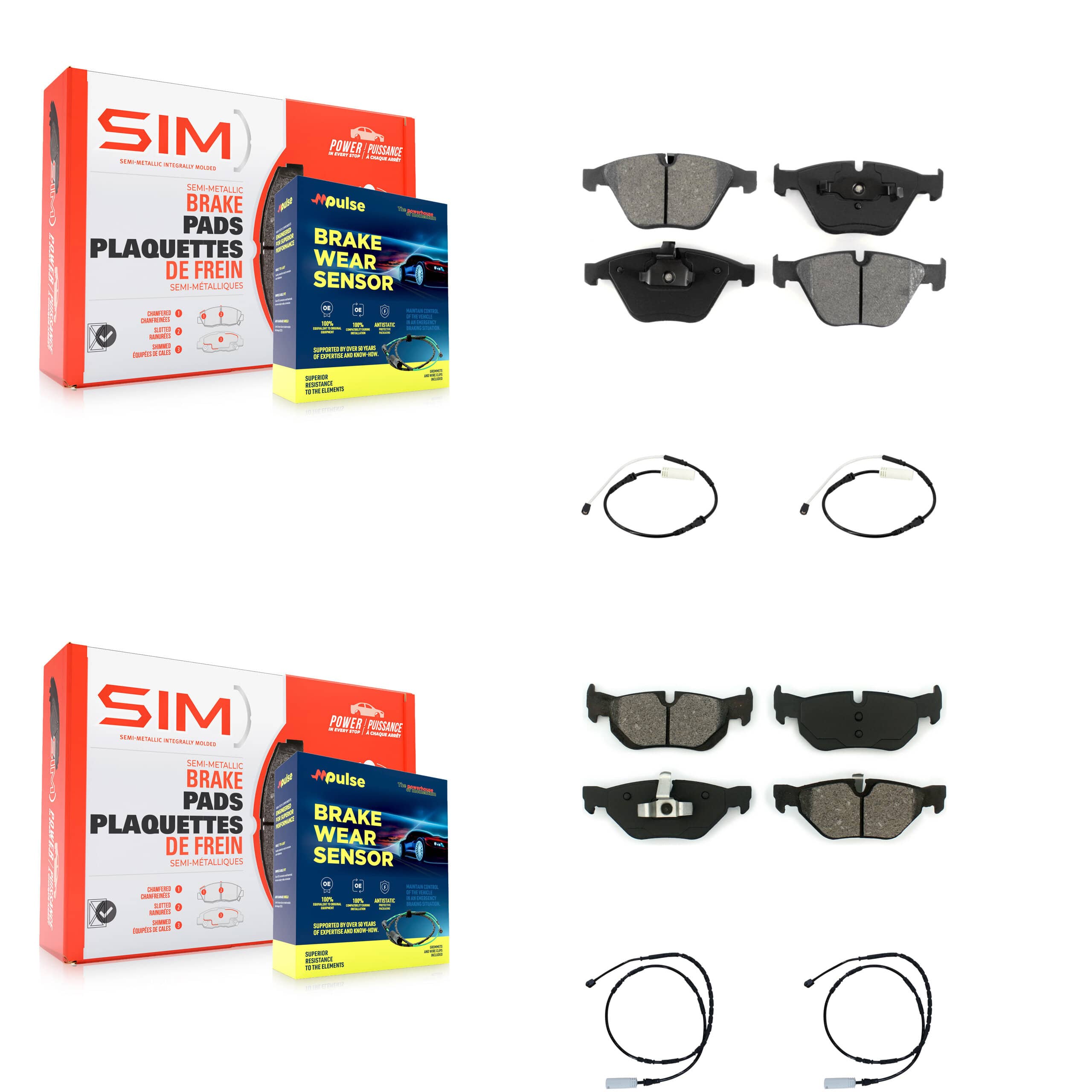 SIM - KSW-100185 - Front and Rear Disc Brake Pad Kits