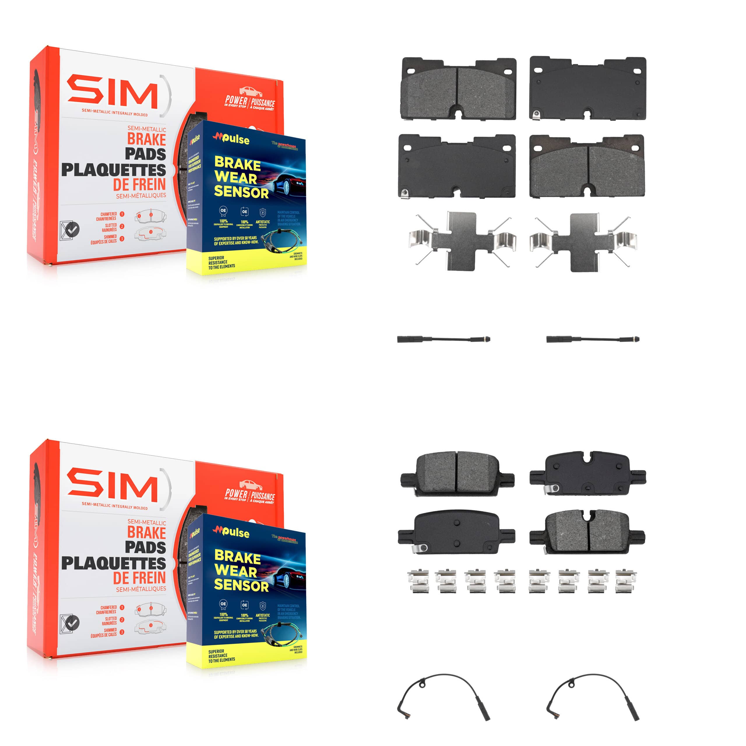 SIM - KSW-100728 - Front and Rear Disc Brake Pad Kits