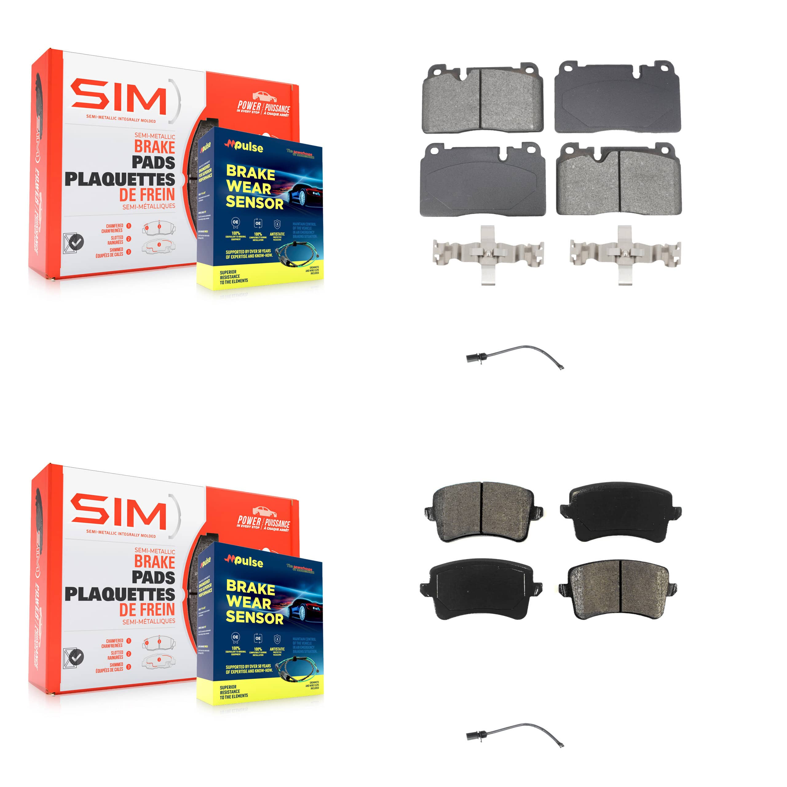 SIM - KSW-100733 - Front and Rear Disc Brake Pad Kits