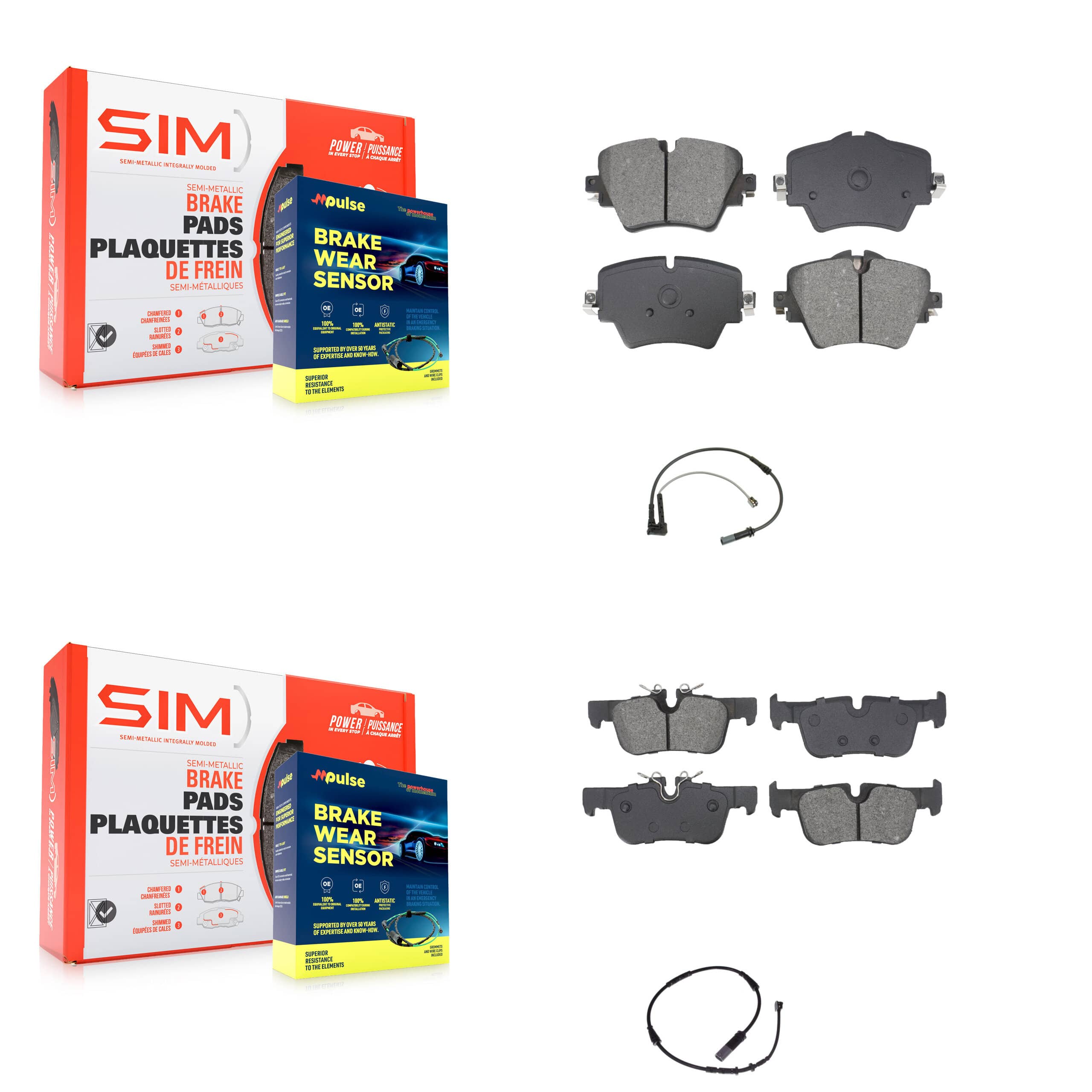 SIM - KSW-100740 - Front and Rear Disc Brake Pad Kits