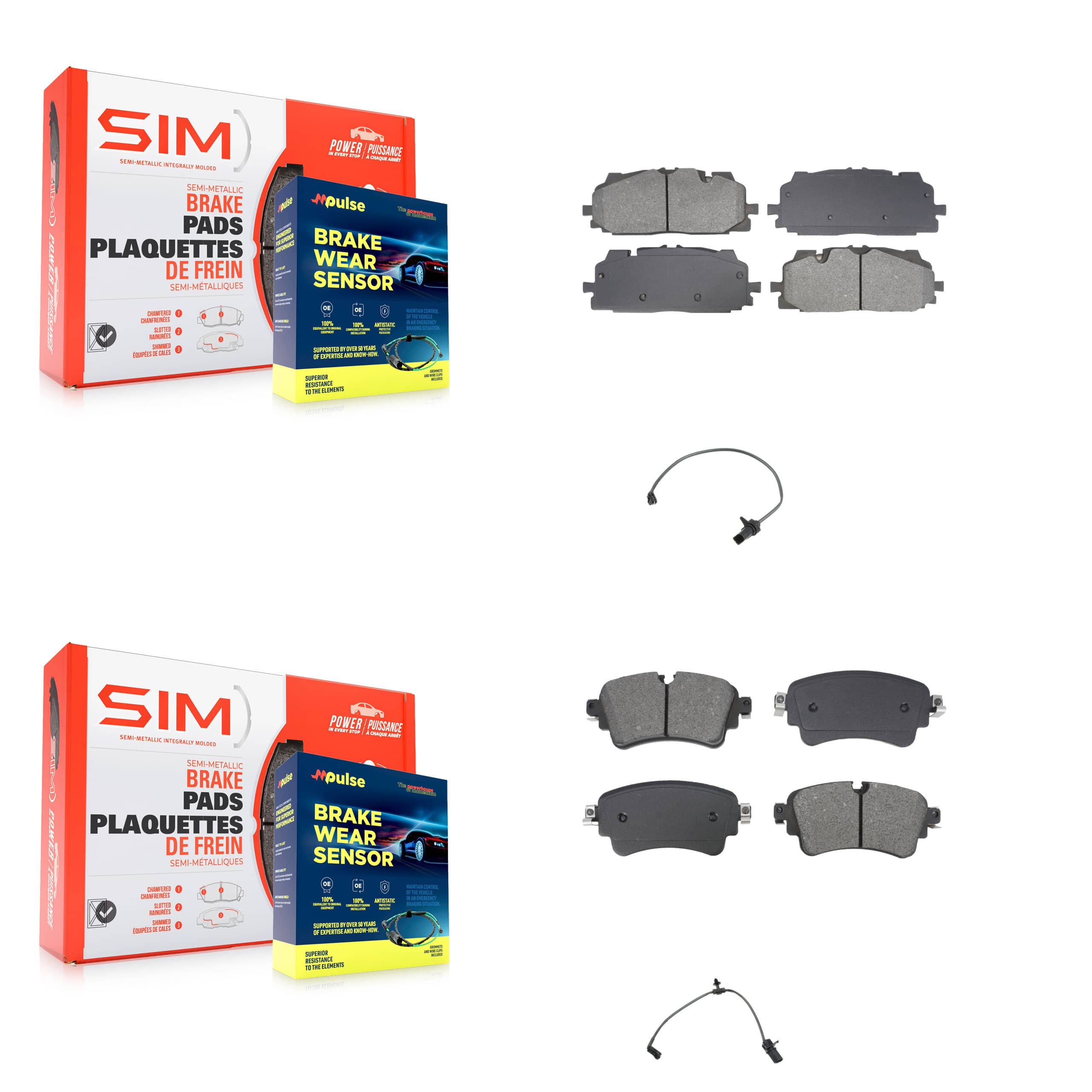 SIM - KSW-100745 - Front and Rear Disc Brake Pad Kits