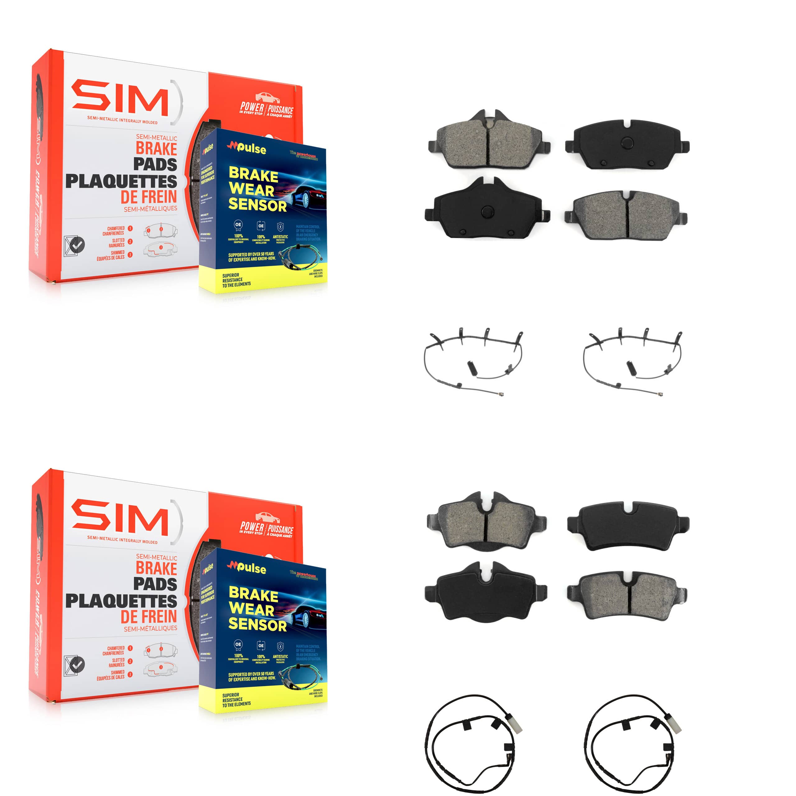 SIM - KSW-100875 - Front and Rear Disc Brake Pad Kits